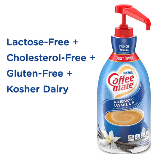 French Vanilla Liquid Coffee Creamer, Bulk Coffee Creamer Pump Bottle, 50.7 Oz