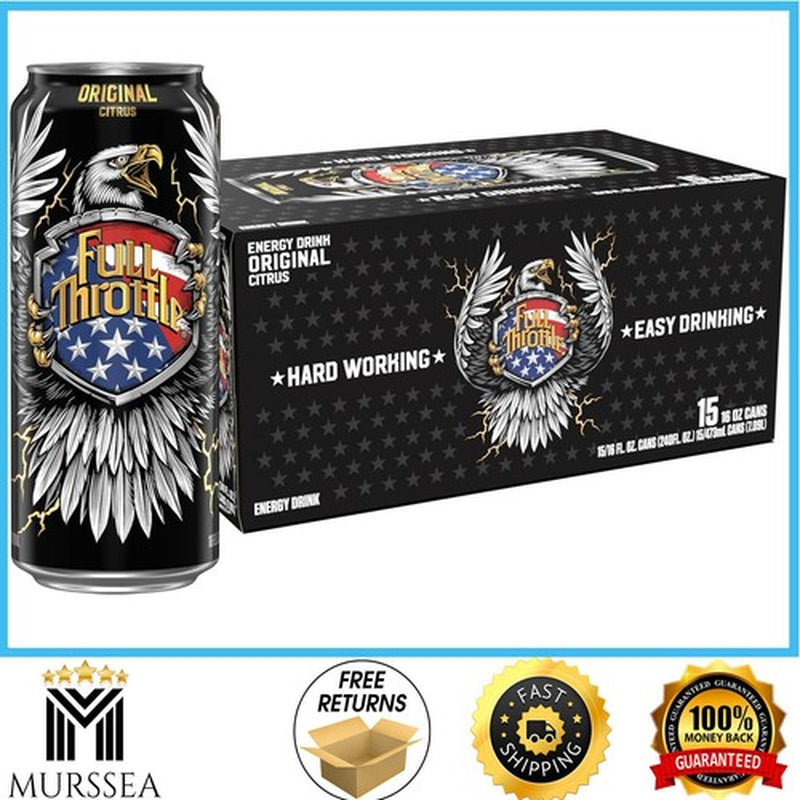 Full Throttle Citrus: Hard-Working Energy Drink. 16 Fl Oz (Pack of 15)