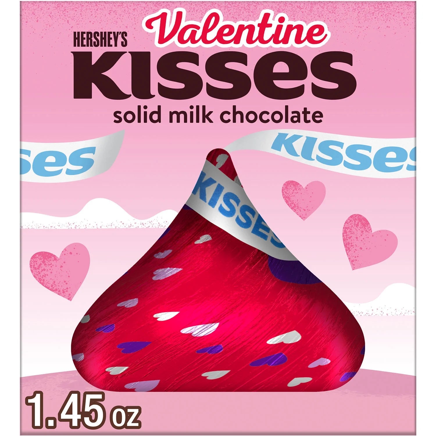 KISSES Solid Milk Chocolate, Valentine'S Candy Gift Box, 1.45 Oz