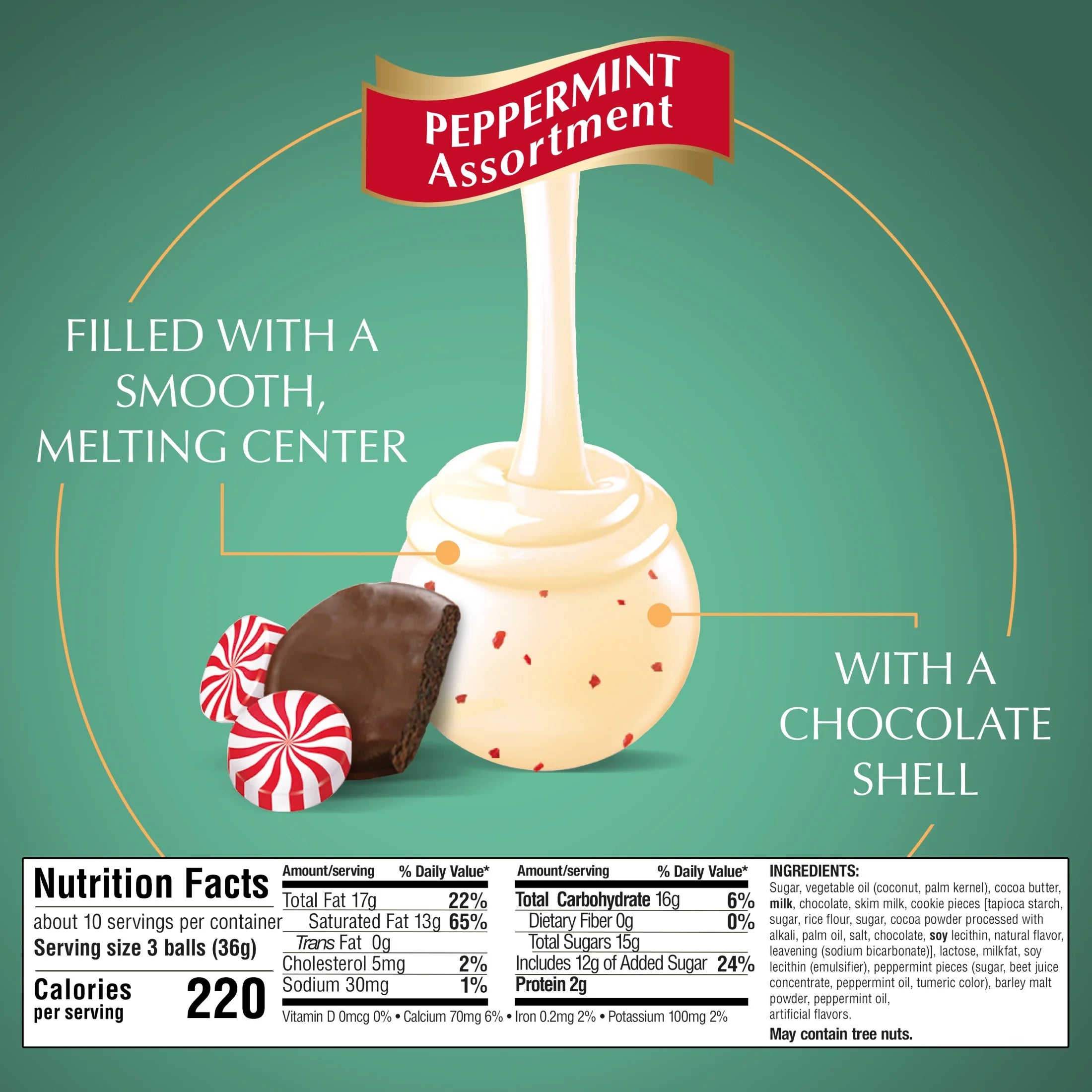 LINDOR Holiday Assorted Peppermint Chocolate Truffles, 12.7 Oz. Bag