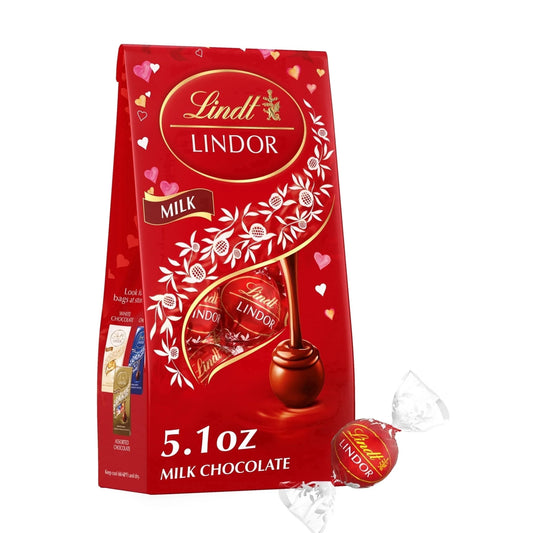 LINDOR Valentine'S Day Milk Chocolate Candy Truffles, 5.1 Oz. Bag