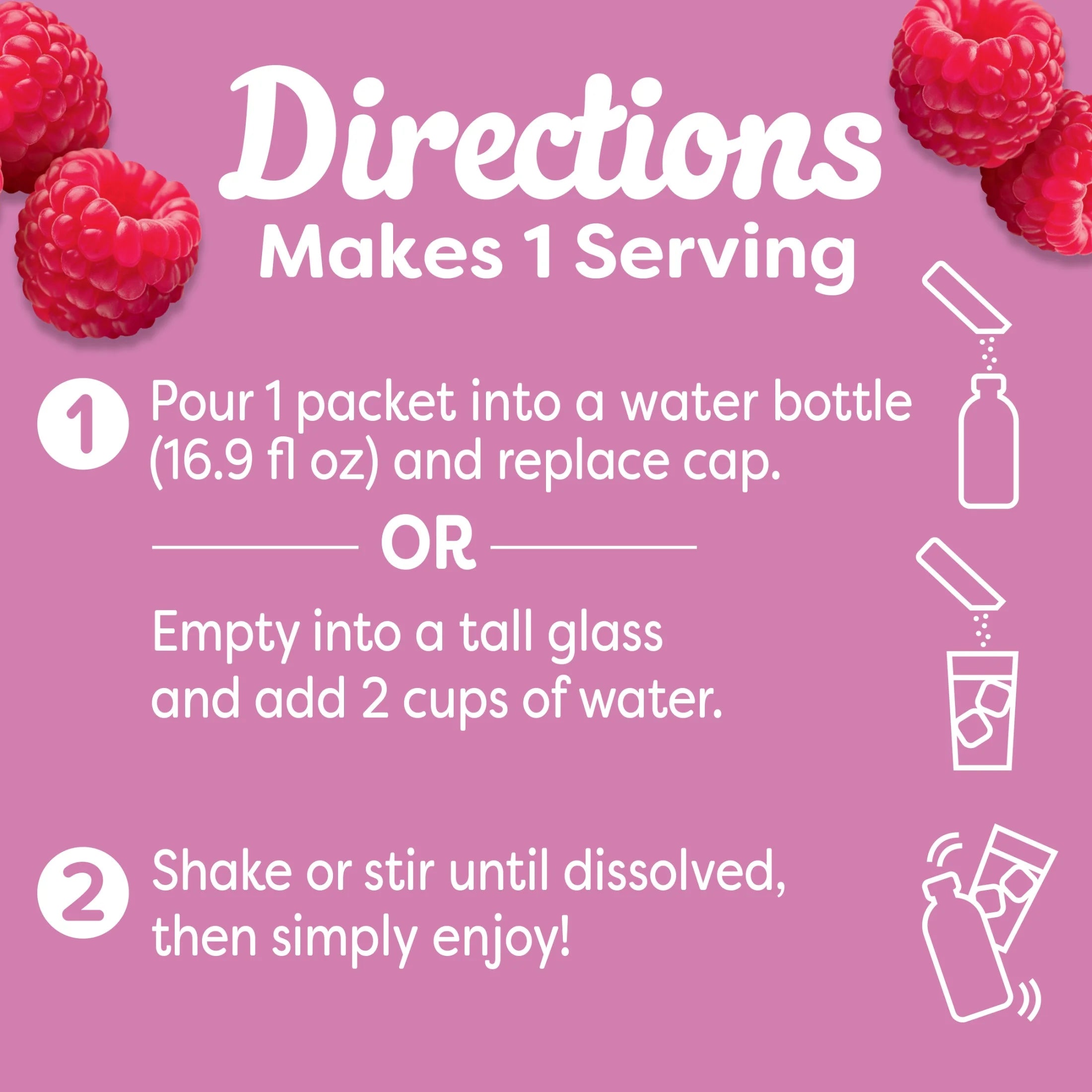 Drink Mix, 10 Packets, for Convenient On-The-Go Flavorful Hydration, Raspberry Ice Artificial Flavor, Zero Sugar, 0.6 Oz