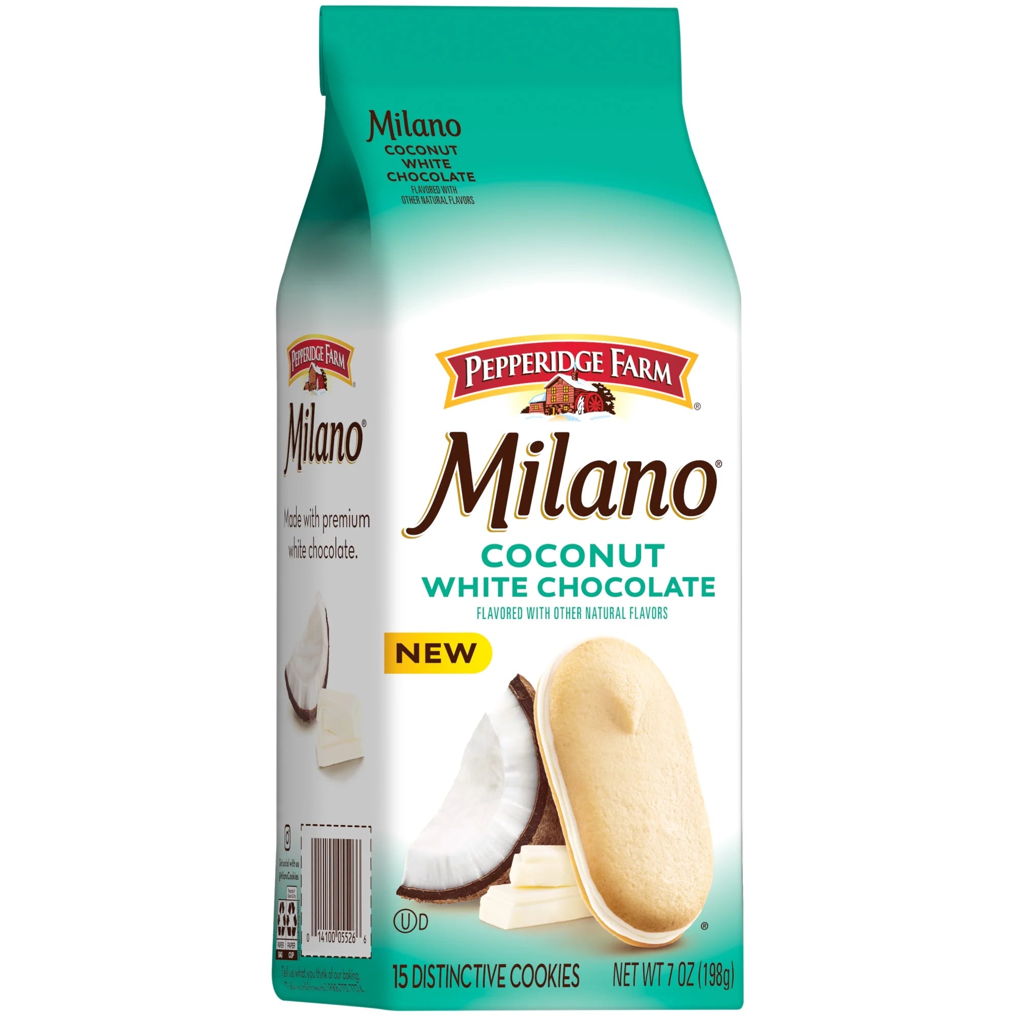 Milano White Chocolate Coconut Flavored Cookies, 7 Oz Bag