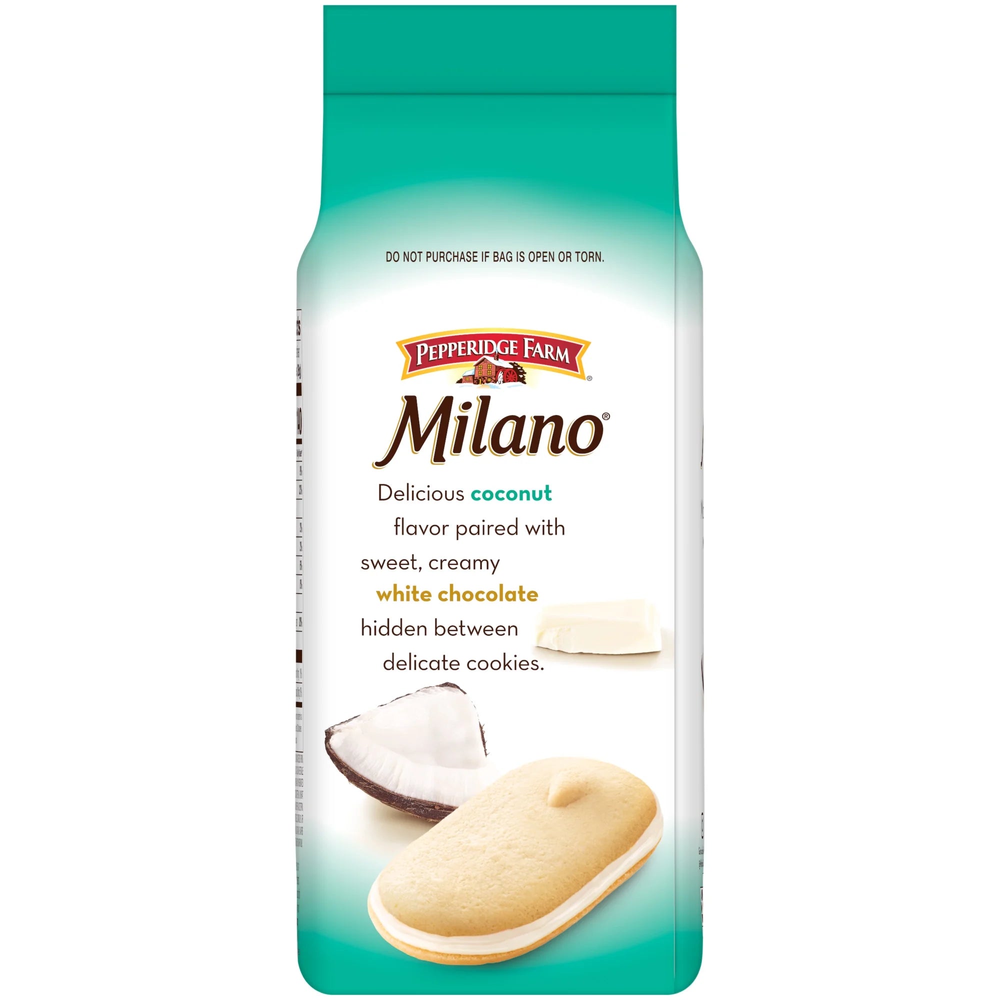 Milano White Chocolate Coconut Flavored Cookies, 7 Oz Bag