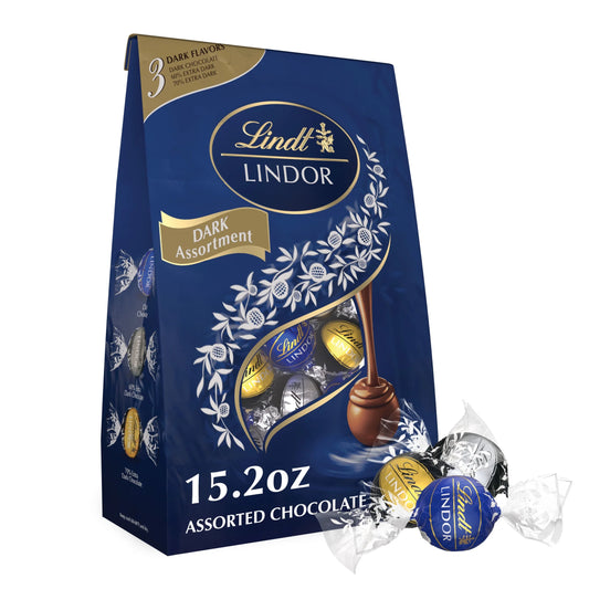 Lindor Assorted Dark Chocolate Candy Truffles, 15.2 Oz. Bag