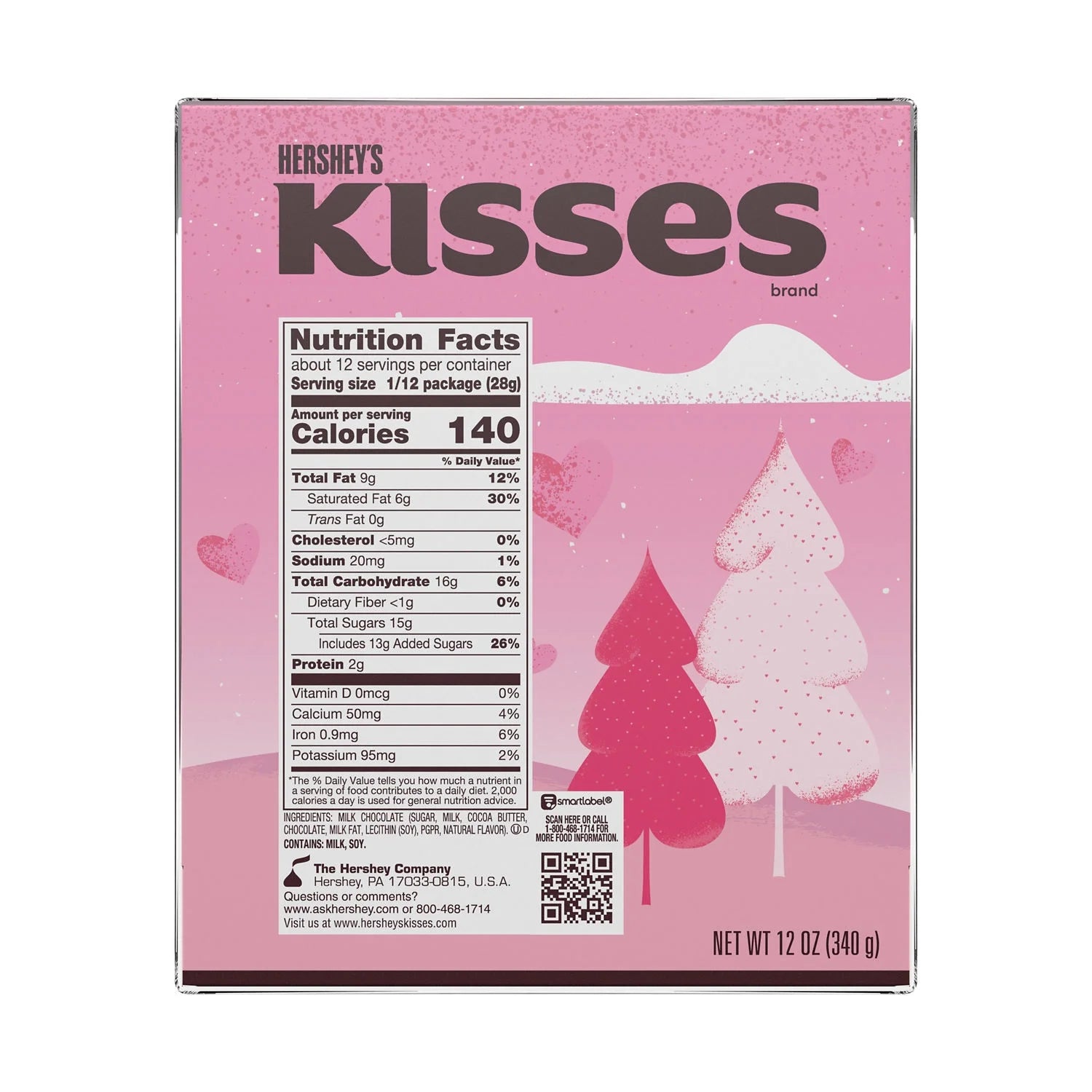 KISSES Milk Chocolate, Valentine'S Candy Gift Box, 12 Oz