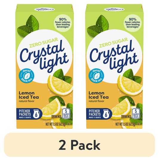 (2 Pack)  Drink Mix, 6 Pitcher Packets, for Flavorful Hydration and Shareable Refreshment, Decaf Lemon Natural Flavor Iced Tea, Made with Black Tea, 1.5 Oz