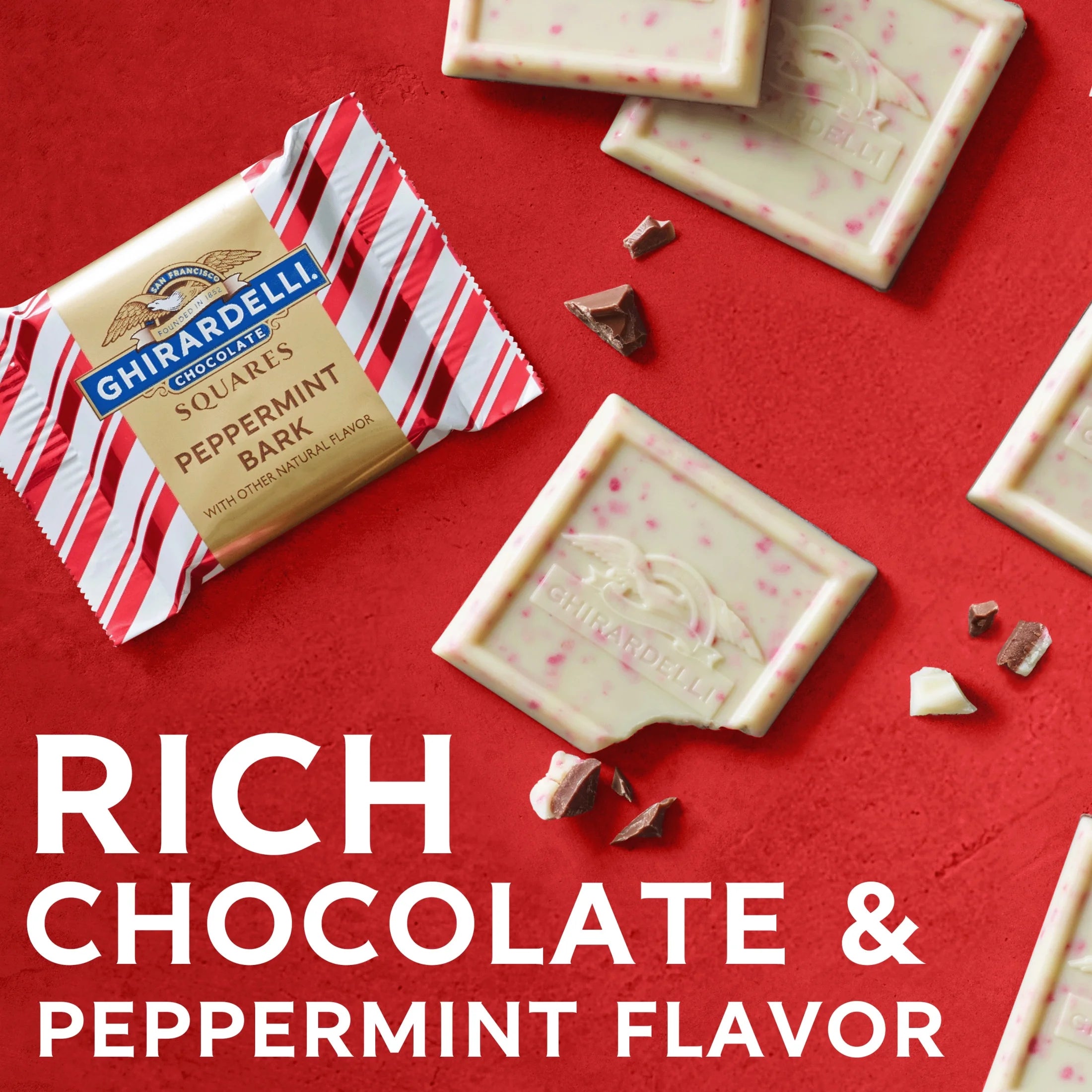 Dark Chocolate Peppermint Bark Chocolate Squares, 4.45 Oz Bag
