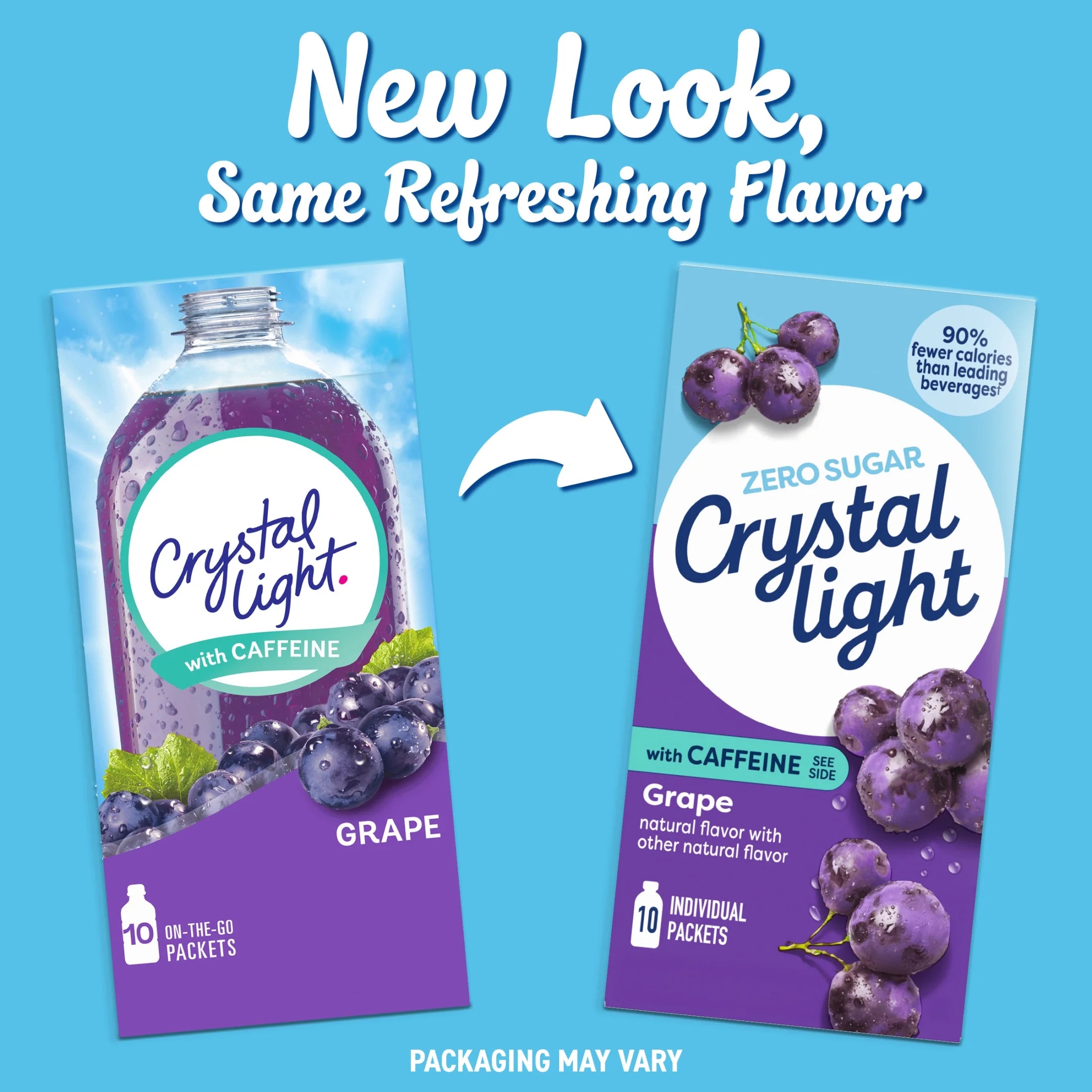 (3 Pack)  Drink Mix with Caffeine, 10 Packets, for Convenient On-The-Go Flavorful Hydration, Grape Natural Flavor with Other Natural Flavors, Zero Sugar, 1.1 Oz