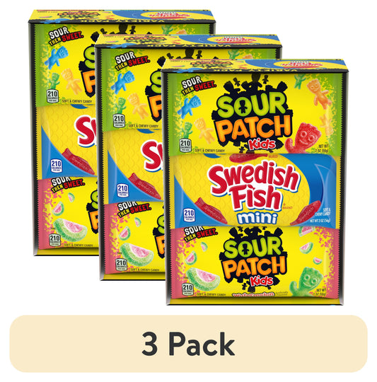 (3 Pack)  and SWEDISH FISH Mini Soft & Chewy Candy Variety Pack, Bulk Candy, 18 - 2 Oz Bags