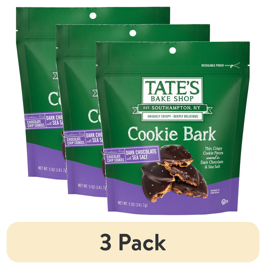 (3 Pack)  Cookie Bark, Chocolate Chip Cookies with Dark Chocolate and Sea Salt, 5 Oz
