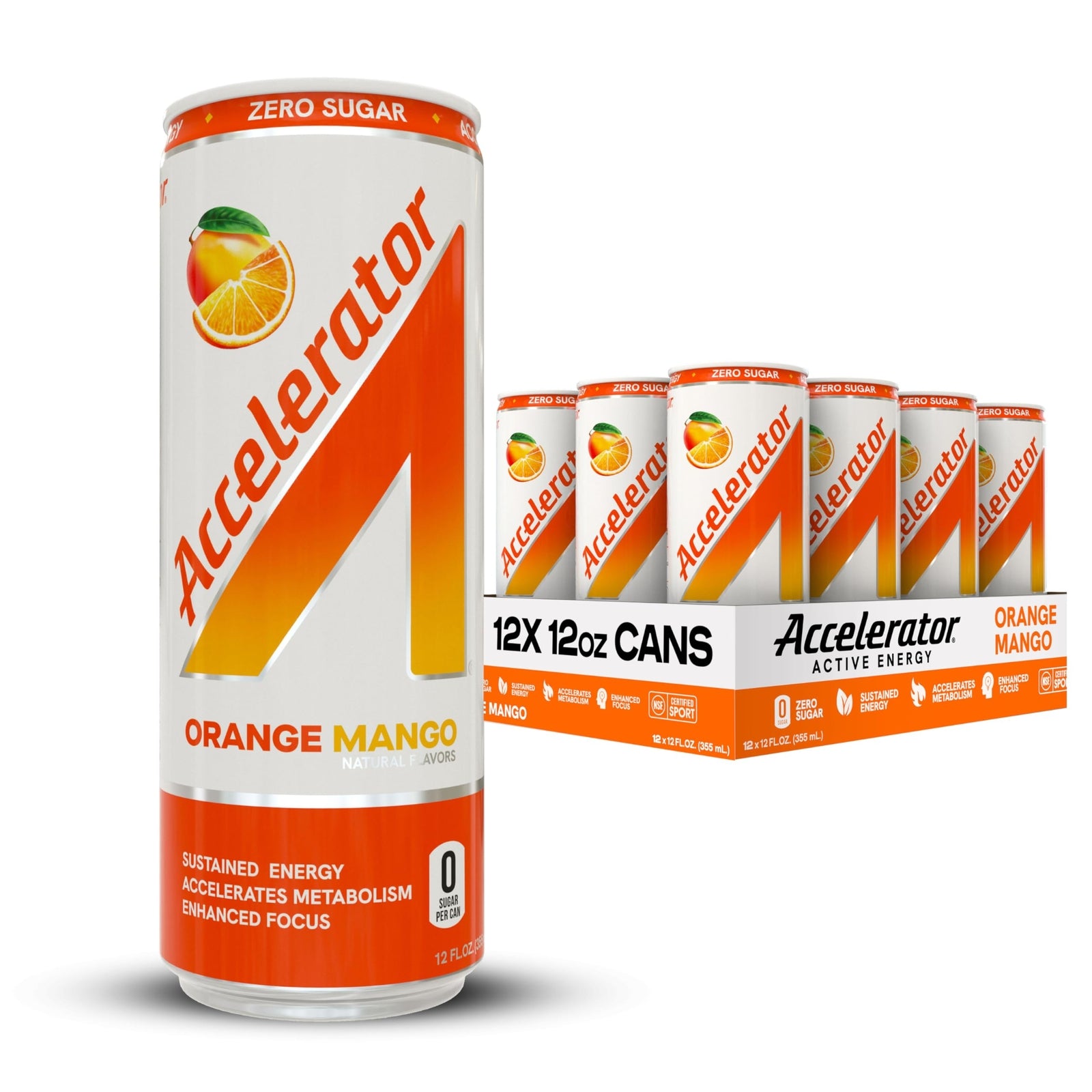 Accelerator Active Energy Drink Orange Mango Zero Sugar 12 Pack 12 Fl Oz