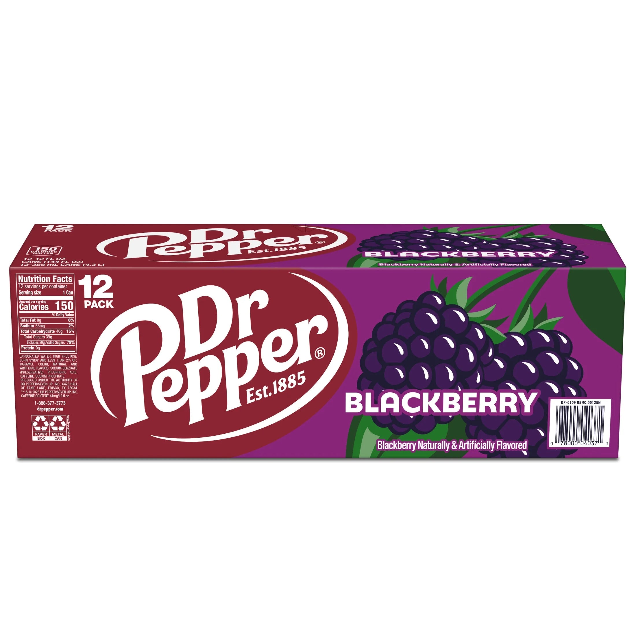 Dr Pepper Blackberry Soda Pop, 12 Fl Oz, 12 Pack Cans