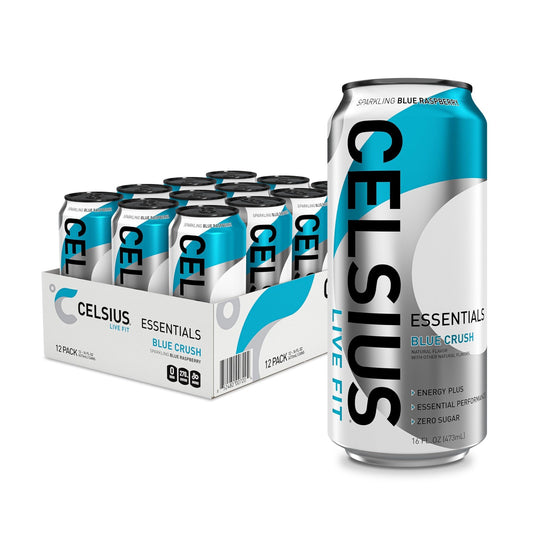 Celsius Essentials Sparkling Blue Crush Energy Drink Pack of 12 16 Fl Oz