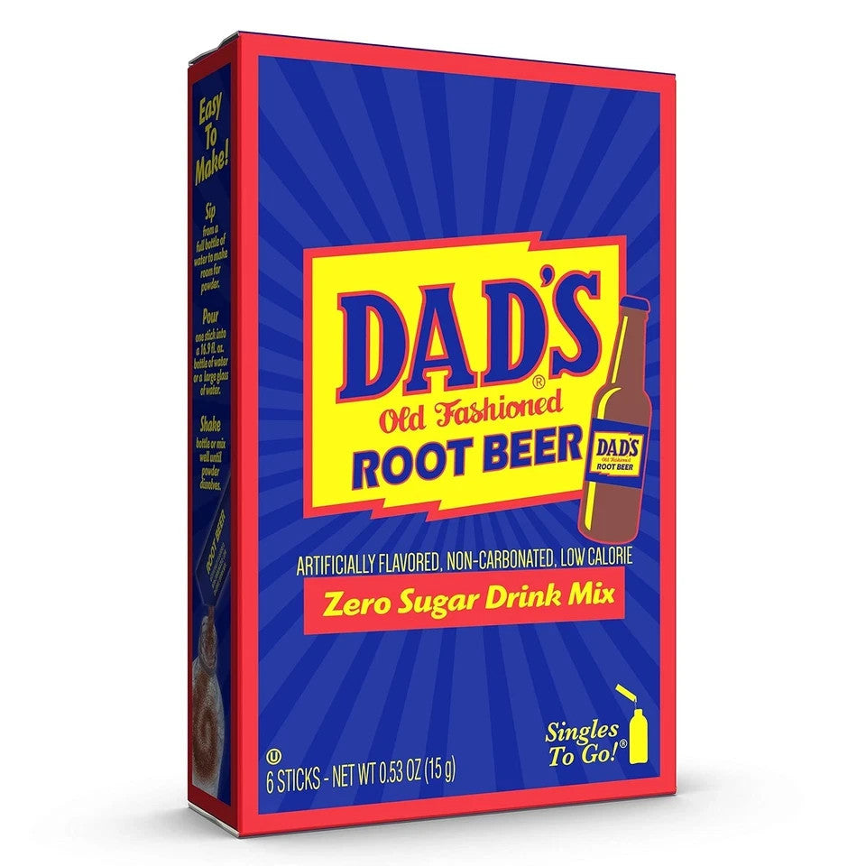 Dads Old Fashioned Root Beer Singles to Go Sugar Free Powder Drink Mix 12 Boxes