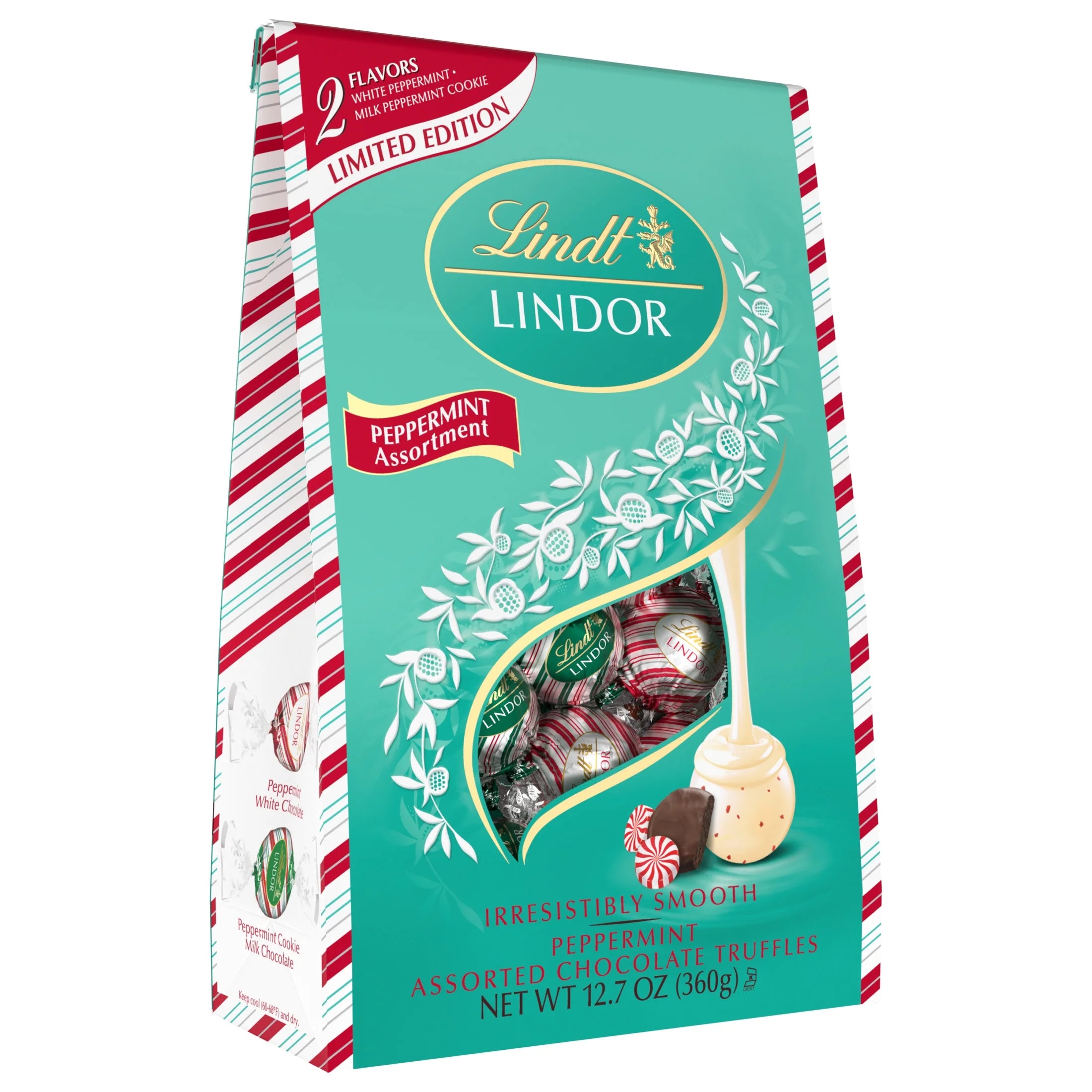 LINDOR Holiday Assorted Peppermint Chocolate Truffles, 12.7 Oz. Bag
