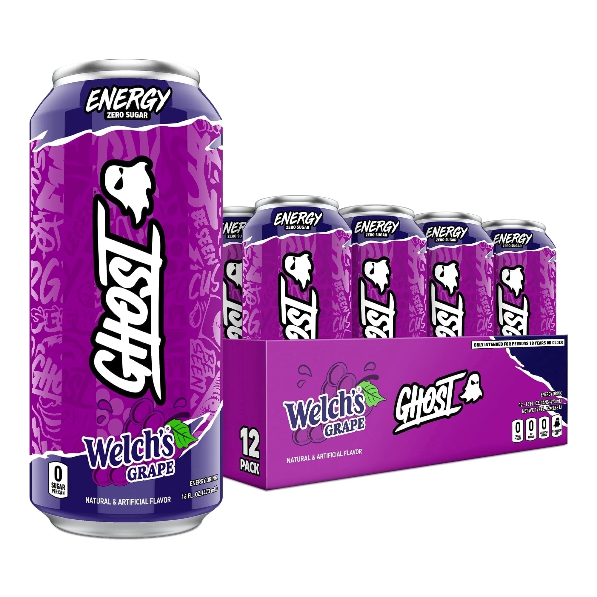 Zero Sugar Energy Drink, Welch'S Grape, 16 Oz Can, 12 Pk