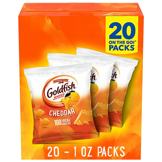 Cheddar Cheese Crackers, Baked Snack Crackers, 1 Oz On-The-Go Snack Packs, 20 Count Box