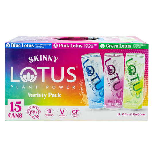Lotus Energy Drink, Skinny Variety Pack, 12 Fl Oz, 15-Count