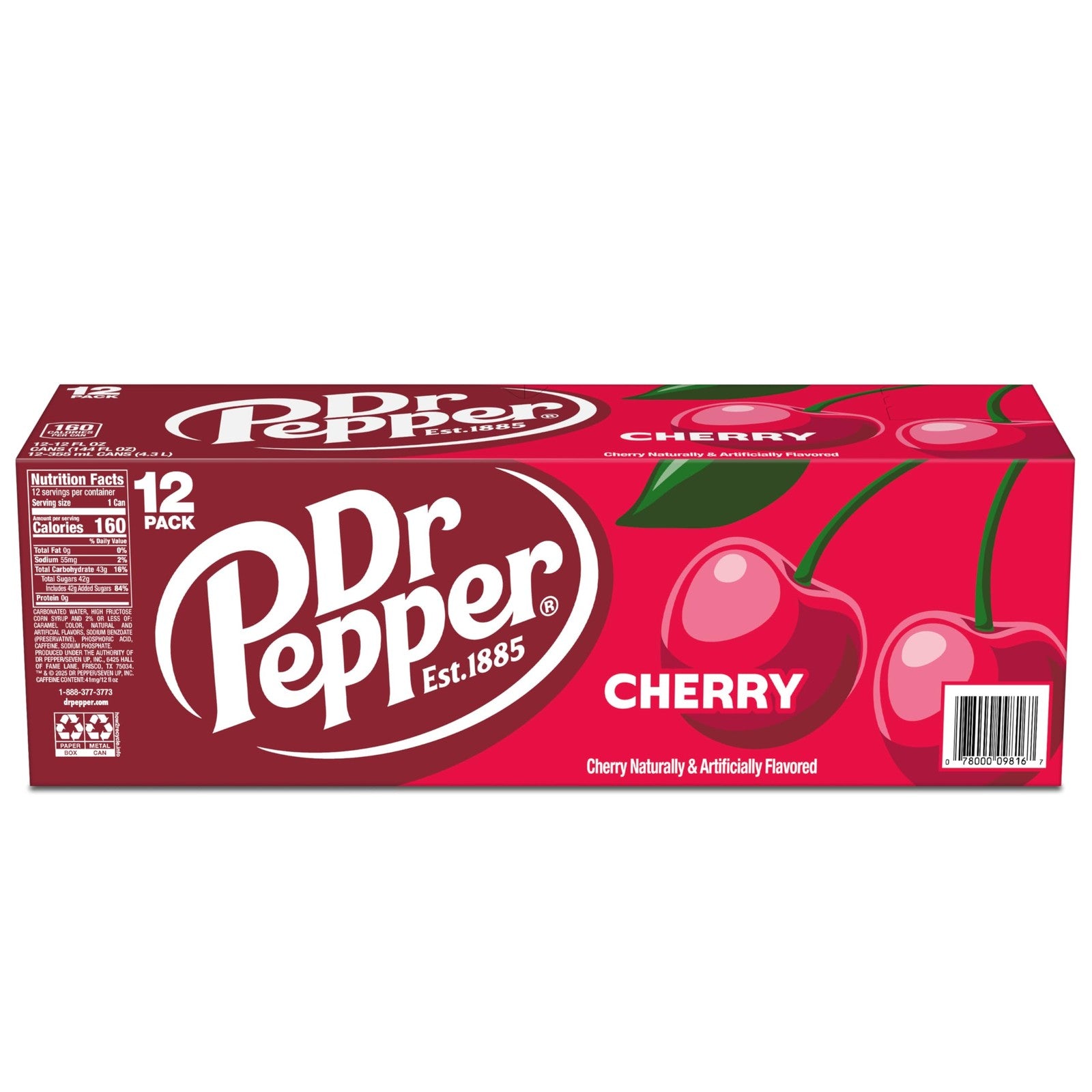 Dr Pepper Original Cherry Cream Soda 12 Fl Oz Pack of 12 Unique Flavor Drink