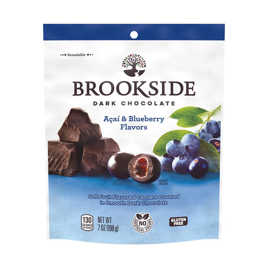 Dark Chocolate, Acai and Blueberry Flavored Snacking Chocolate, Bag 7 Oz
