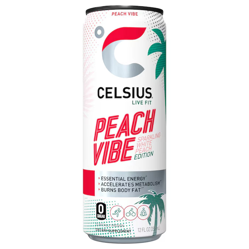 12 - Fl Oz Peach Vibe Energy Drink