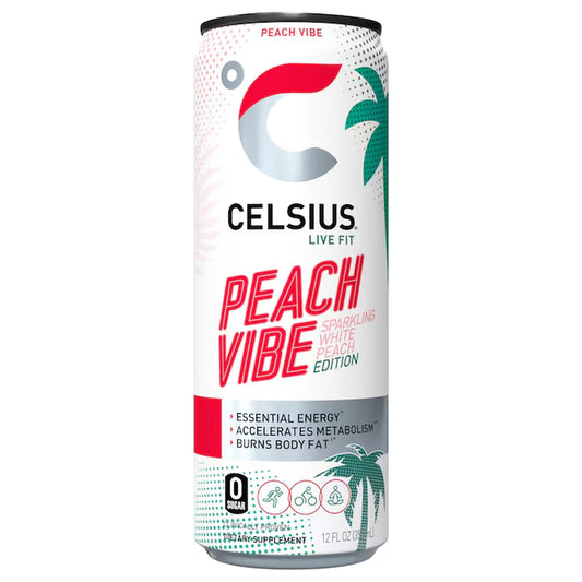 12 - Fl Oz Peach Vibe Energy Drink
