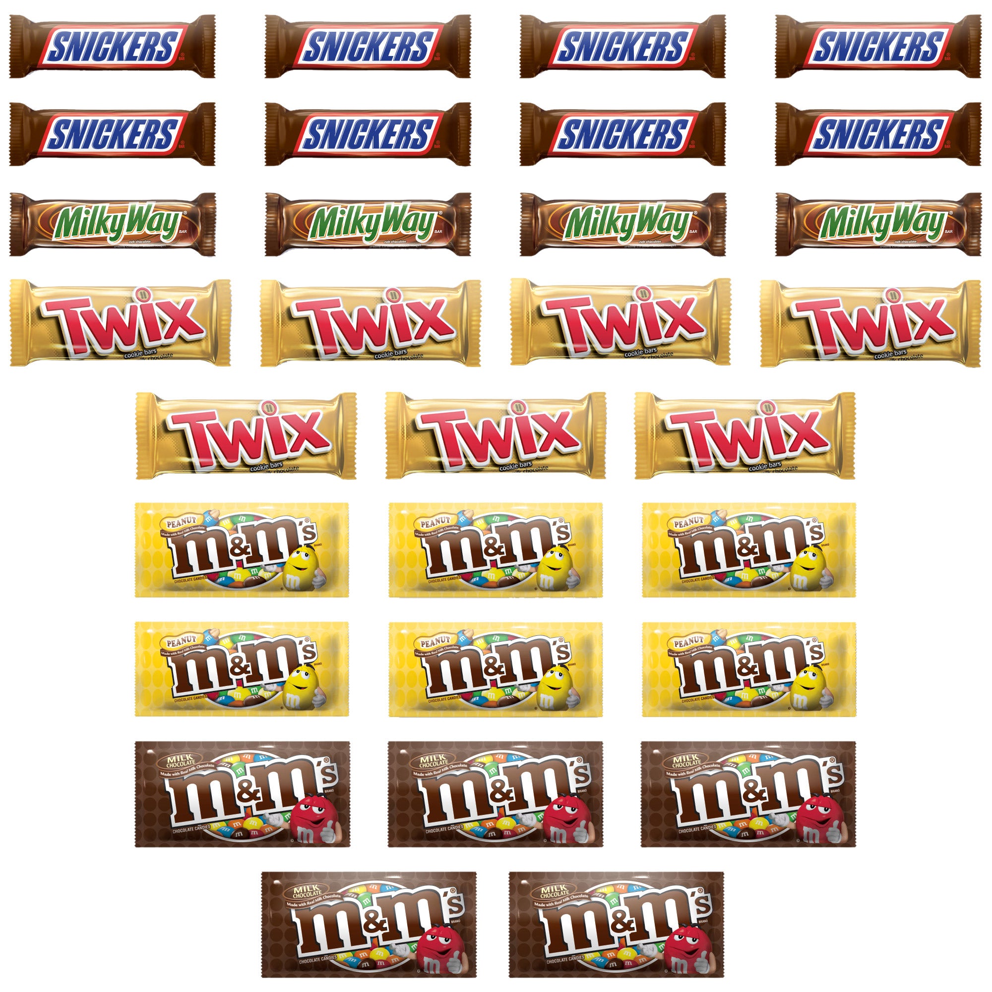 M&M'S, Snickers and More Chocolate Candy Bars, Variety Pack, 30-Count