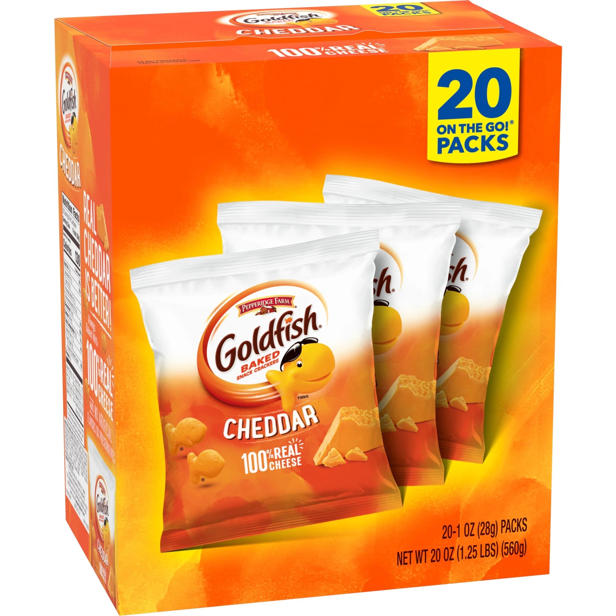 Cheddar Cheese Crackers, Baked Snack Crackers, 1 Oz On-The-Go Snack Packs, 20 Count Box