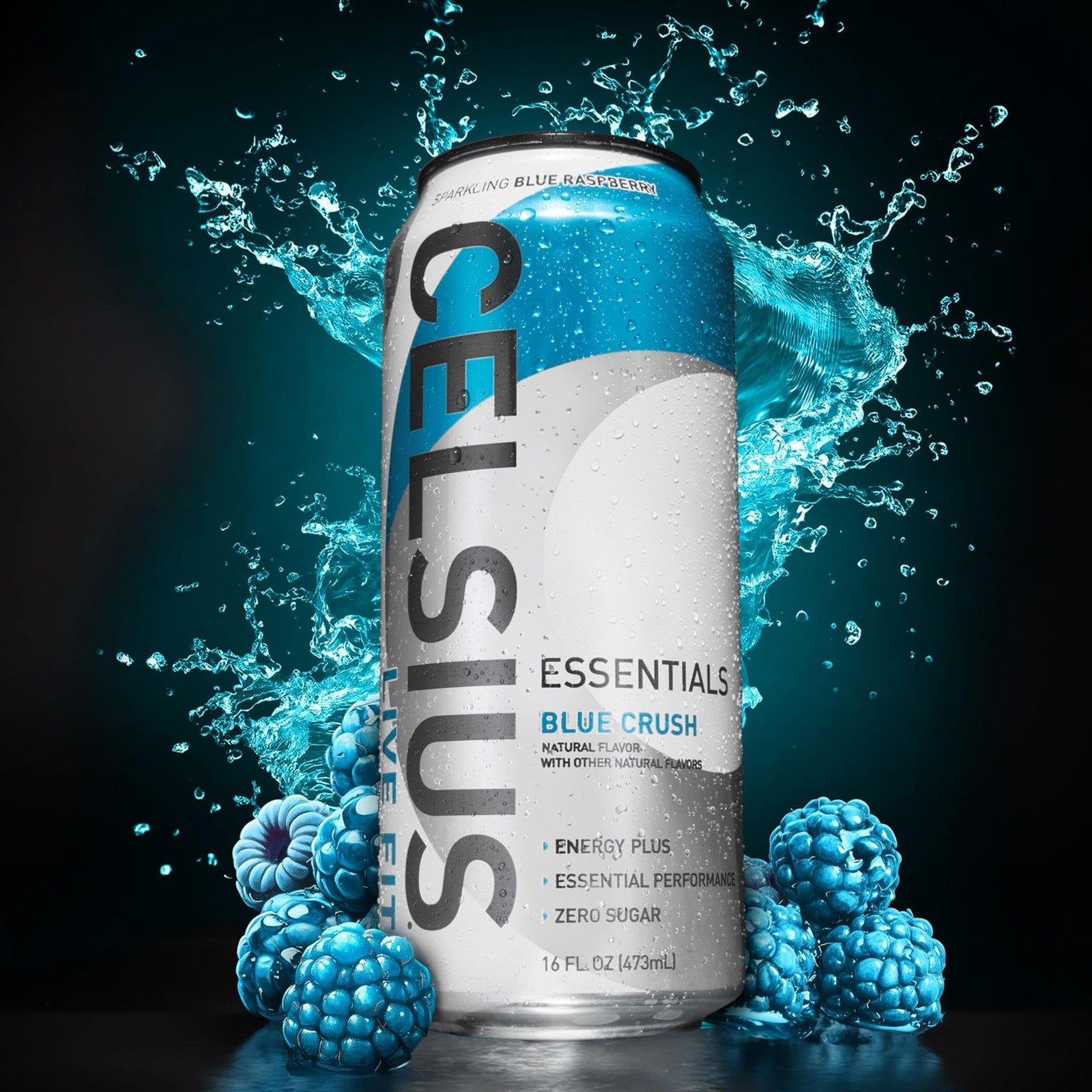 Celsius Essentials Sparkling Blue Crush Energy Drink Pack of 12 16 Fl Oz