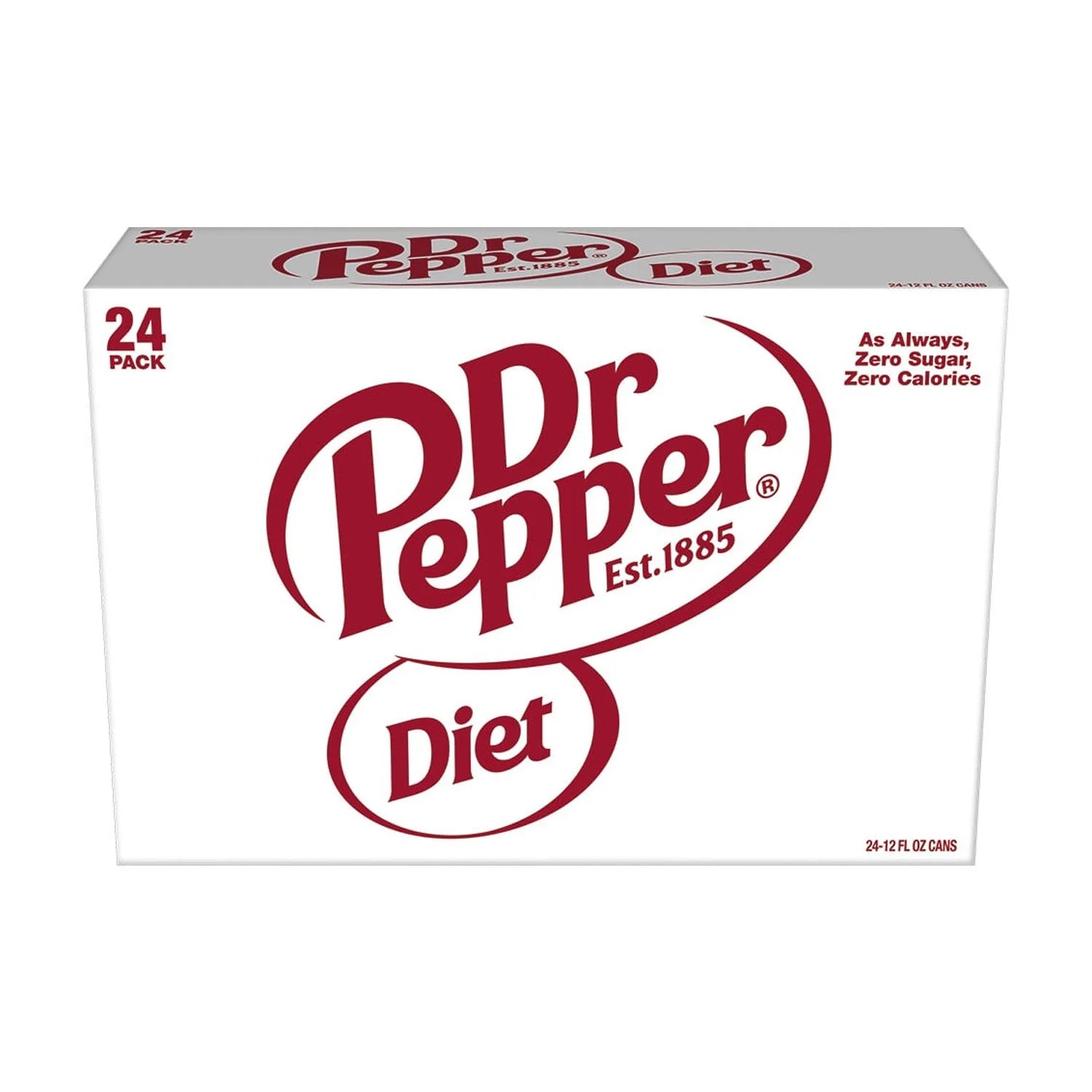 Diet Dr Pepper Soda Pop, 12 Fl Oz, 24 Pack Cans