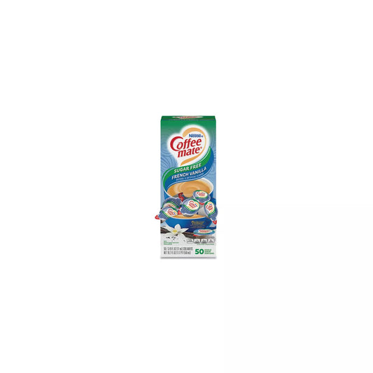 Coffee Mate Liquid Coffee Creamer, Sugar Free French Vanilla, 0.38 Oz Mini Cups, 50/Box