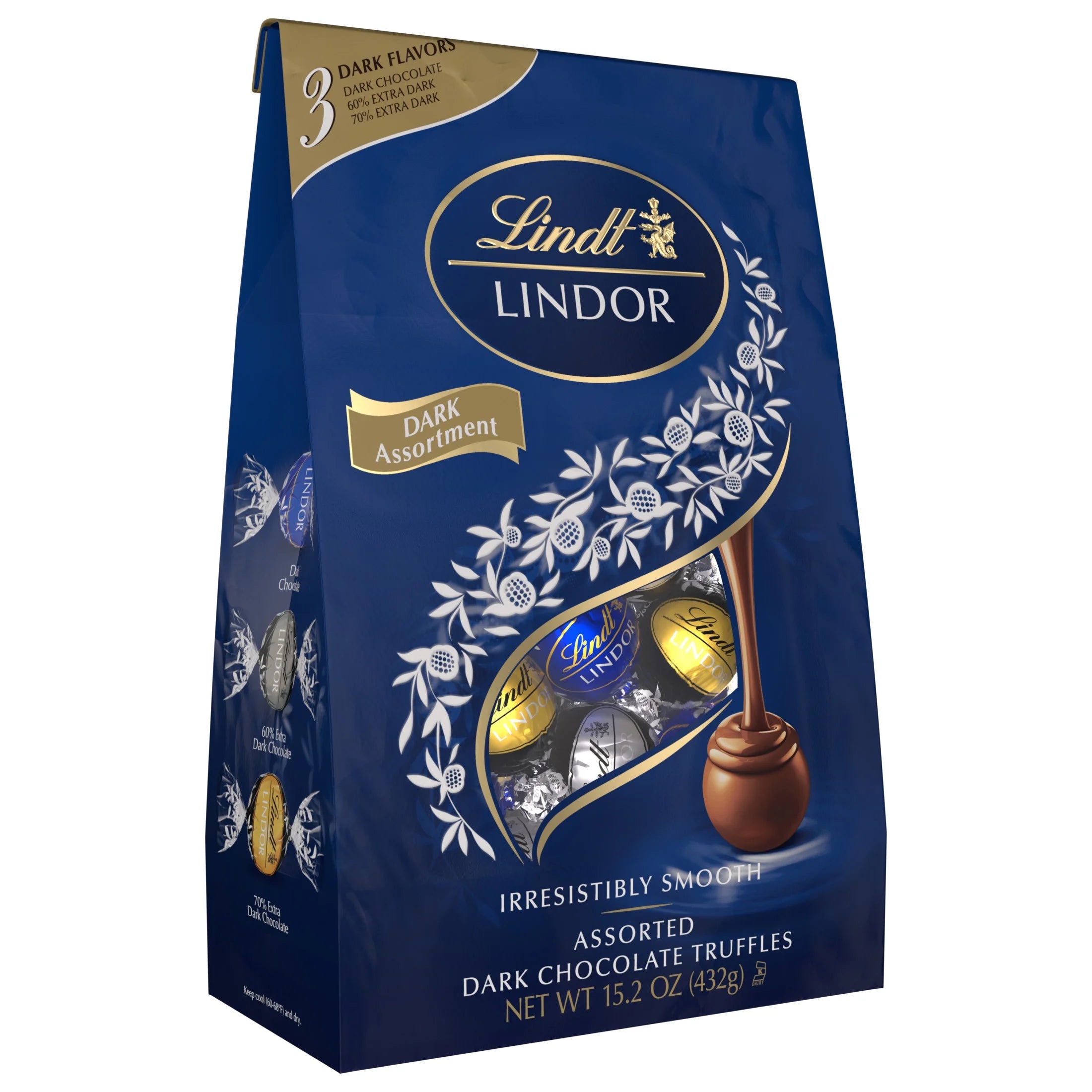 Lindor Assorted Dark Chocolate Candy Truffles, 15.2 Oz. Bag