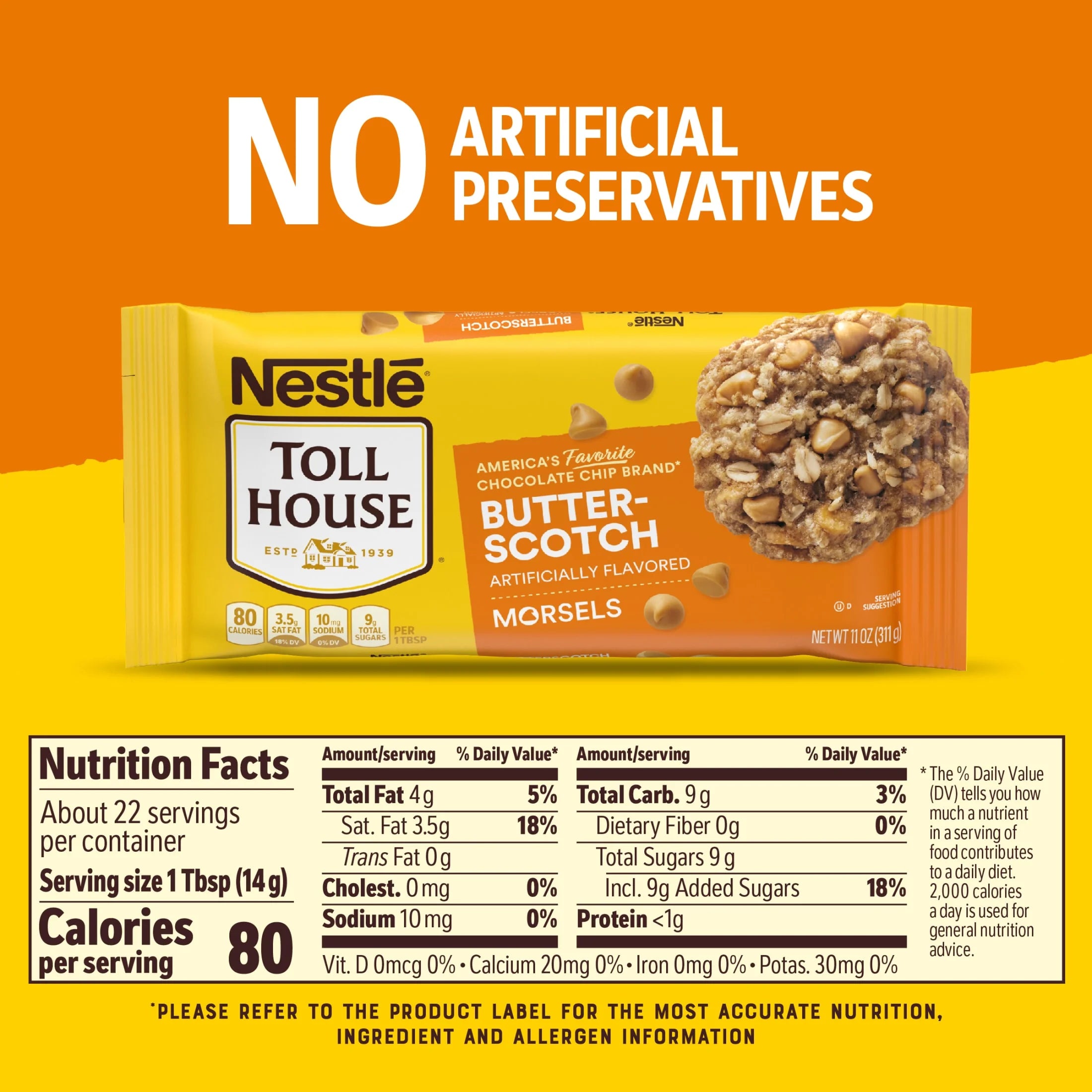 (6 Pack)  Toll House Butterscotch Baking Chips for Valentine'S Day Baking, 11 Oz Bag