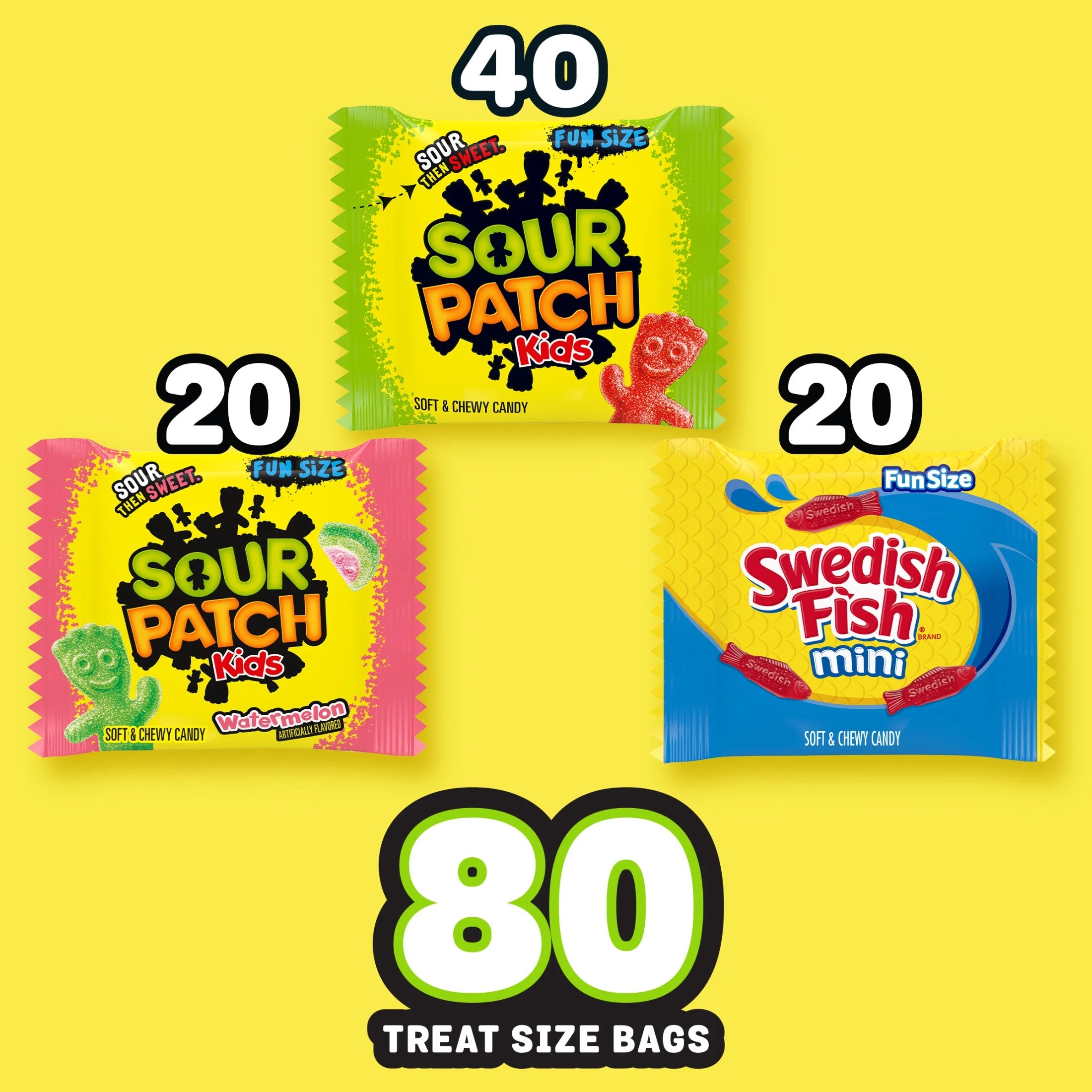 and SWEDISH FISH Mini Soft & Chewy Candy Variety Pack, Bulk Candy, 80 Snack Packs