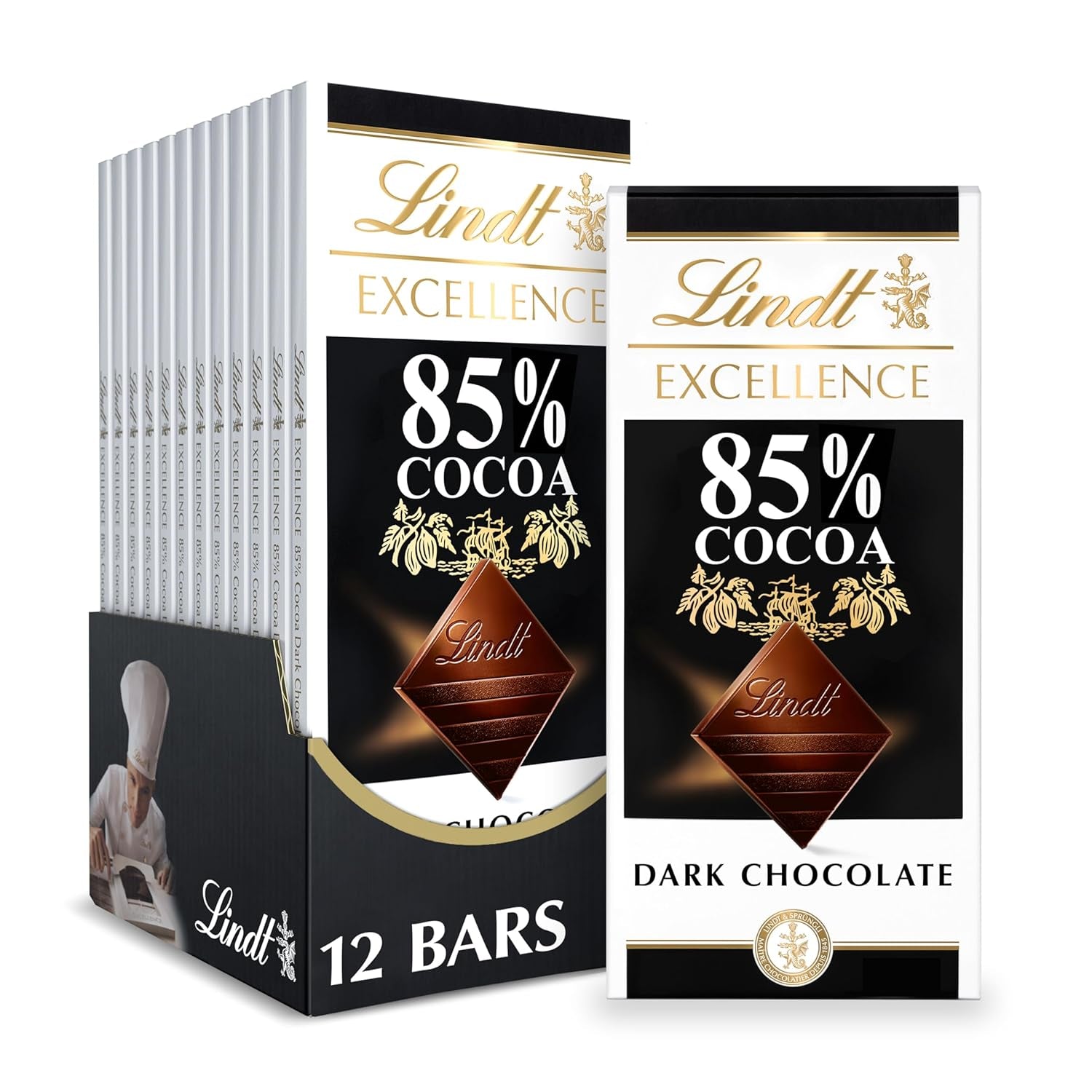 EXCELLENCE 85% Cocoa Dark Chocolate Bar, Dark Chocolate Candy, 3.5 Oz. (12 Pack)