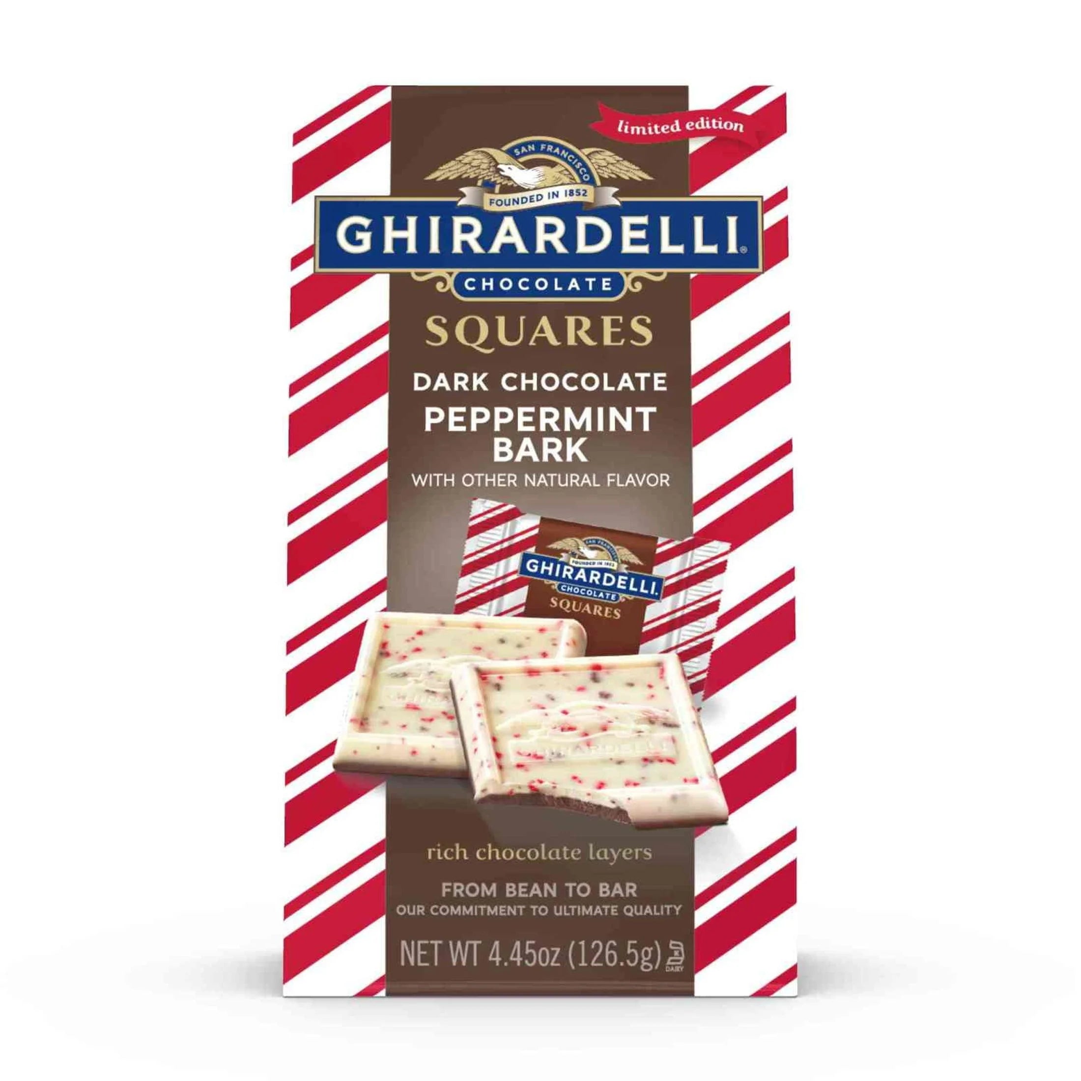 Dark Chocolate Peppermint Bark Chocolate Squares, 4.45 Oz Bag