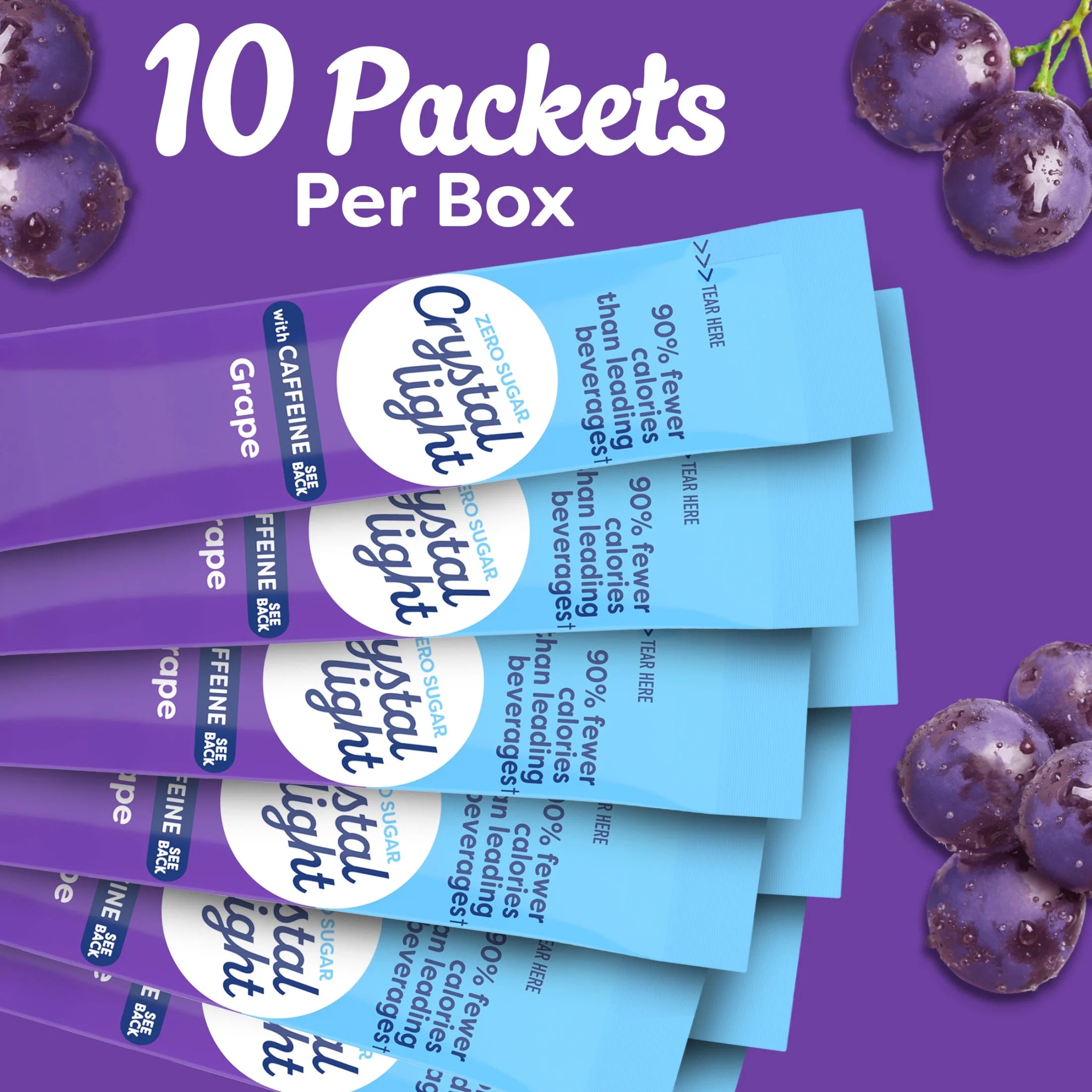 (3 Pack)  Drink Mix with Caffeine, 10 Packets, for Convenient On-The-Go Flavorful Hydration, Grape Natural Flavor with Other Natural Flavors, Zero Sugar, 1.1 Oz