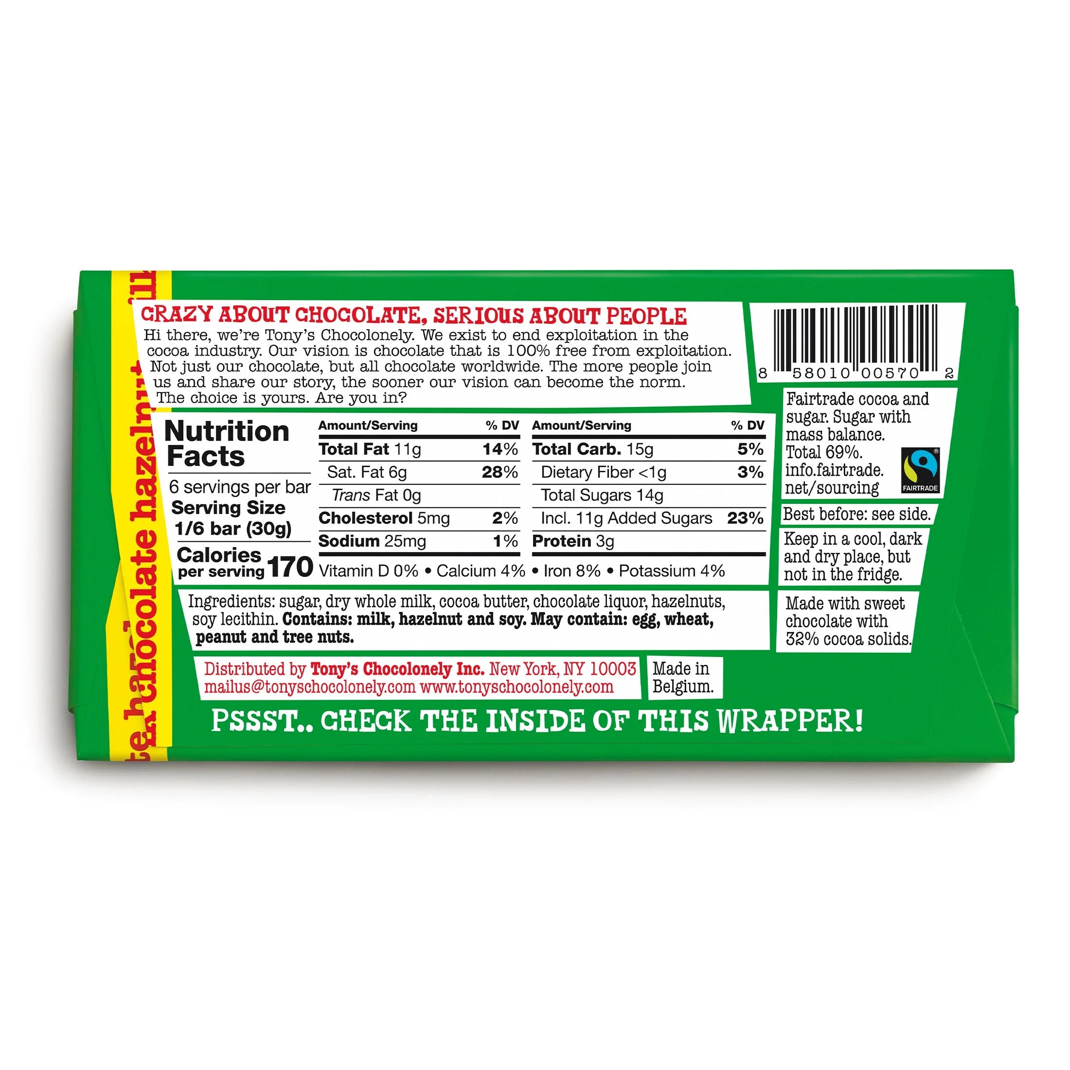 Milk Chocolate Bar with Hazelnut, 6.35 Oz