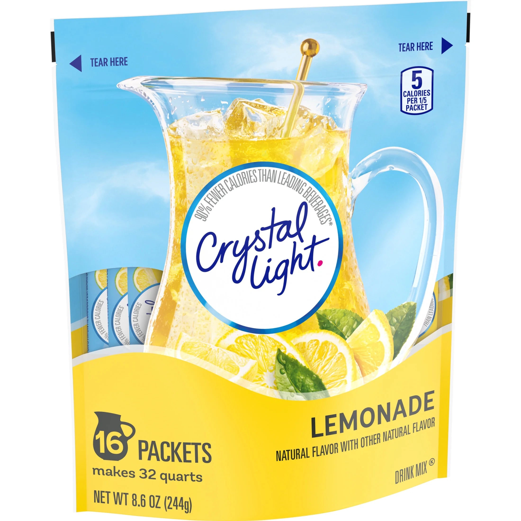Drink Mix, 16 Pitcher Packets, for Flavorful Hydration and Shareable Refreshment, Lemonade, Flavored with Other Natural Flavor Zero Sugar, Low Calorie, 8.6 Oz