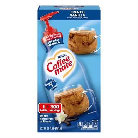 Coffee Mate French Vanilla Liquid Creamer 50.7 Fl Oz Non Dairy Pump Bottle