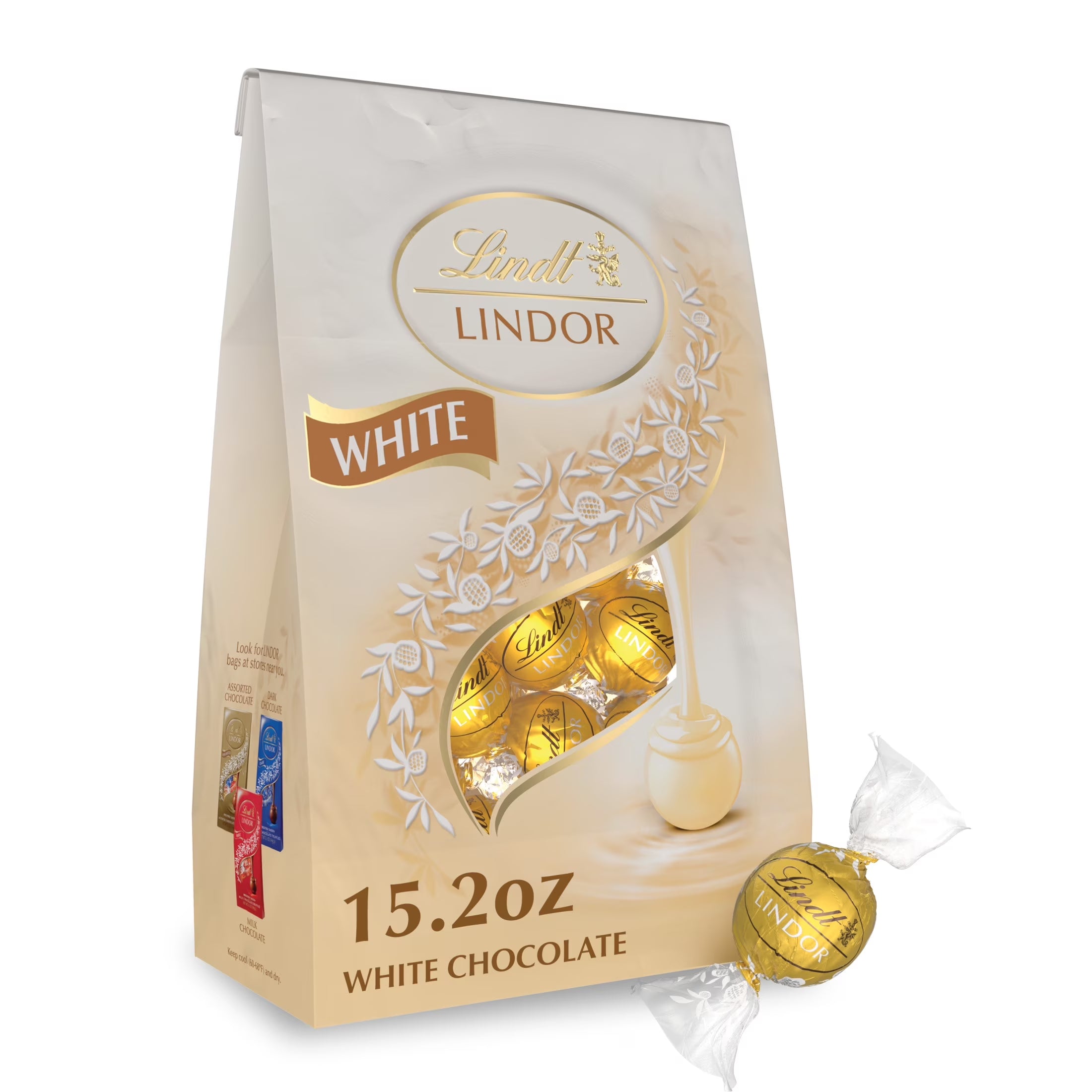 Lindor White Chocolate Candy Truffles, 15.2 Oz. Bag