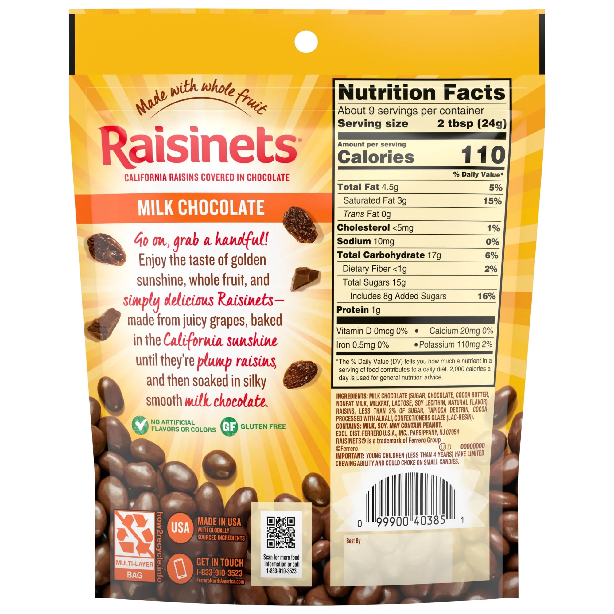 Milk Chocolate Covered Raisins 8.0 Oz