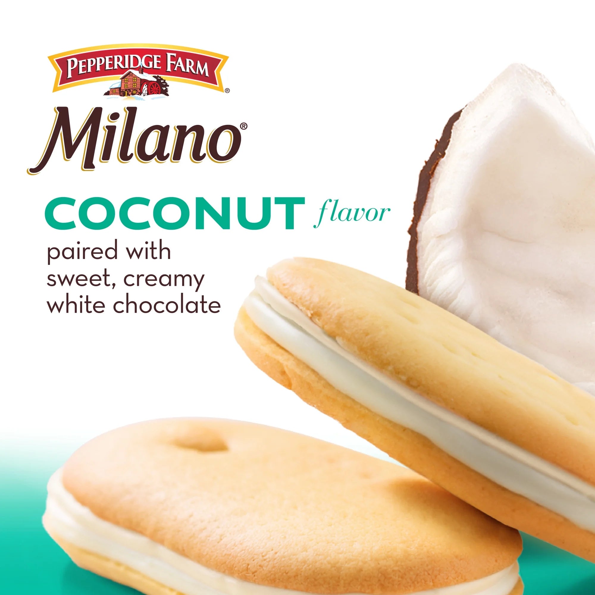 Milano White Chocolate Coconut Flavored Cookies, 7 Oz Bag