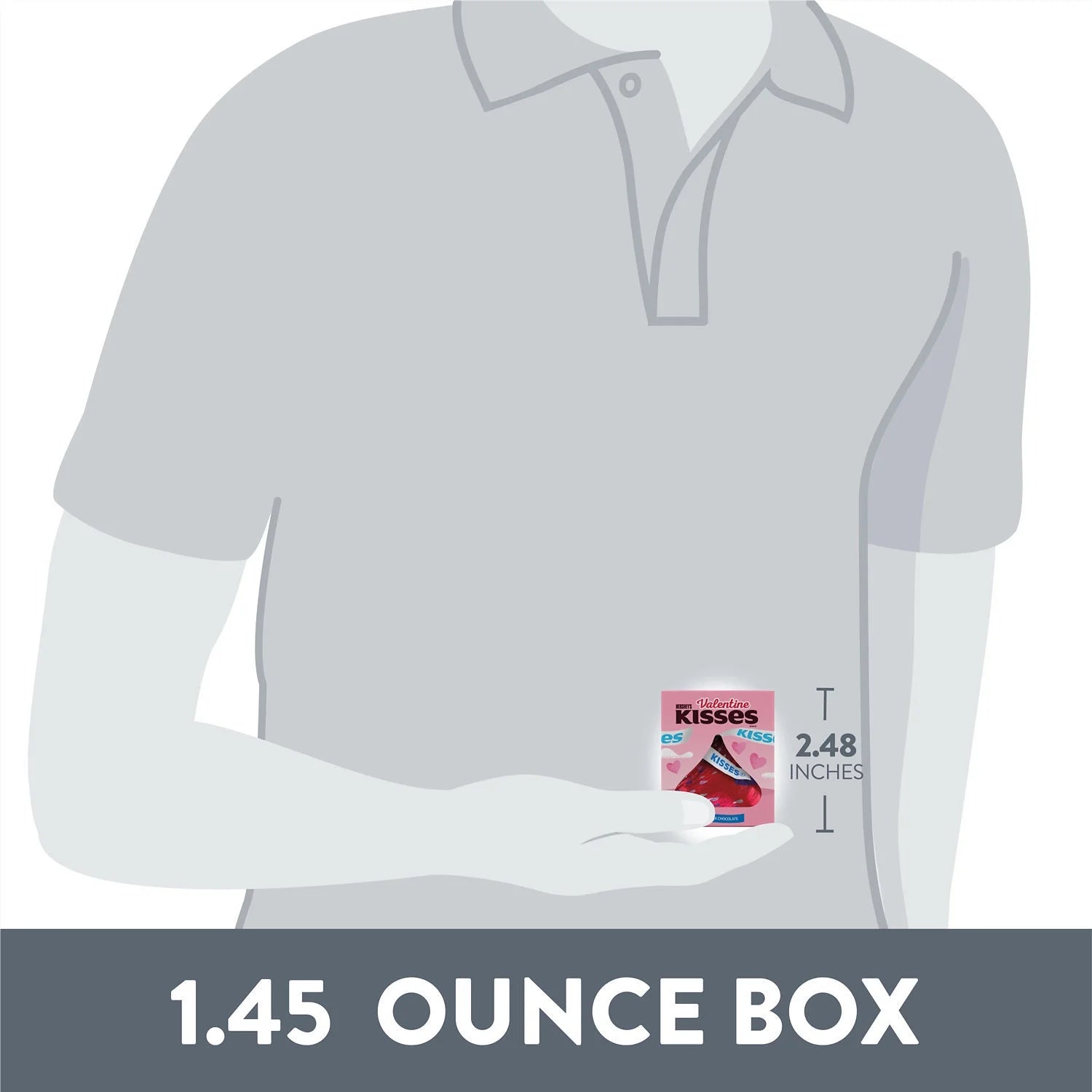 KISSES Solid Milk Chocolate, Valentine'S Candy Gift Box, 1.45 Oz