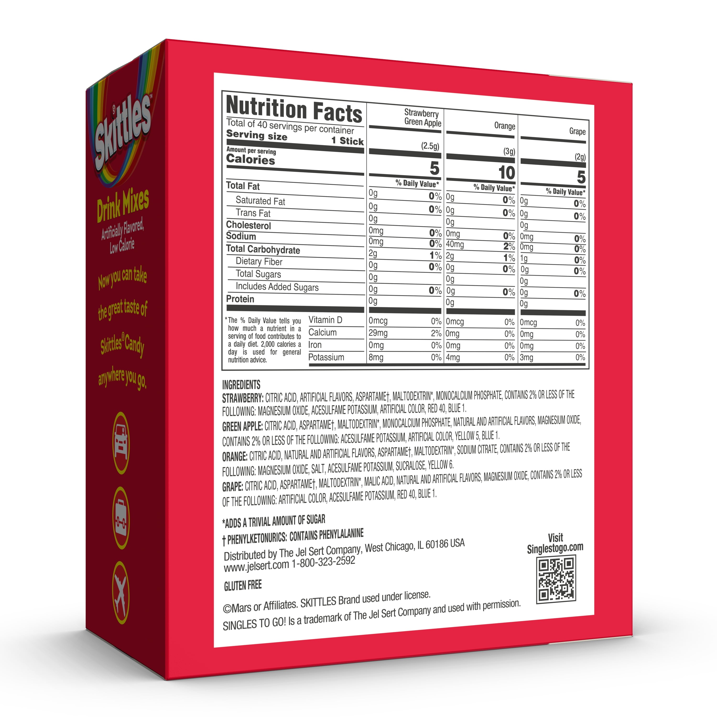 (40 Packets)  Variety Pack Sugar Free, On-The-Go, Caffeine Free, Powdered Drink Mix