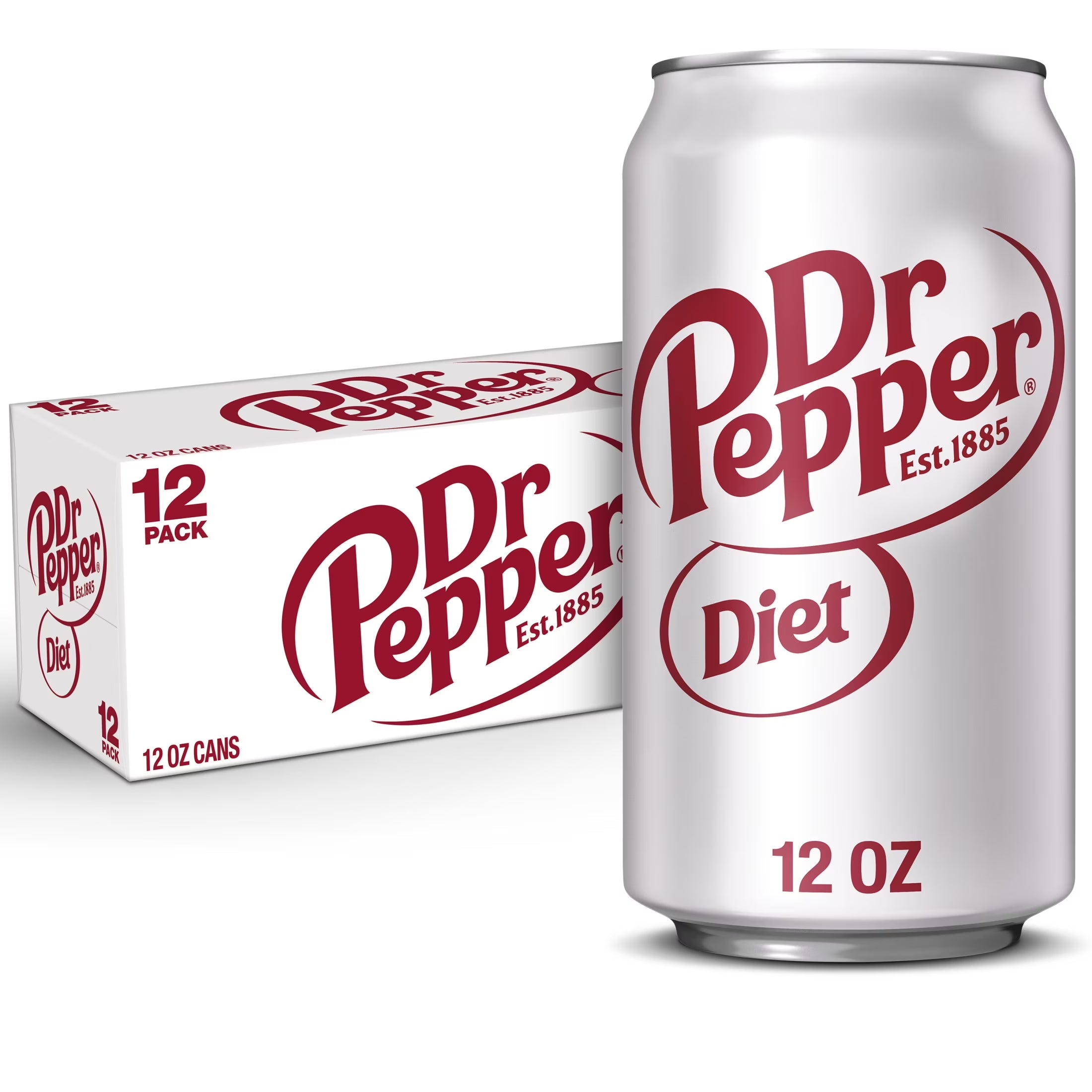 Diet Dr Pepper Soda Pop, 12 Fl Oz, 12 Pack Cans