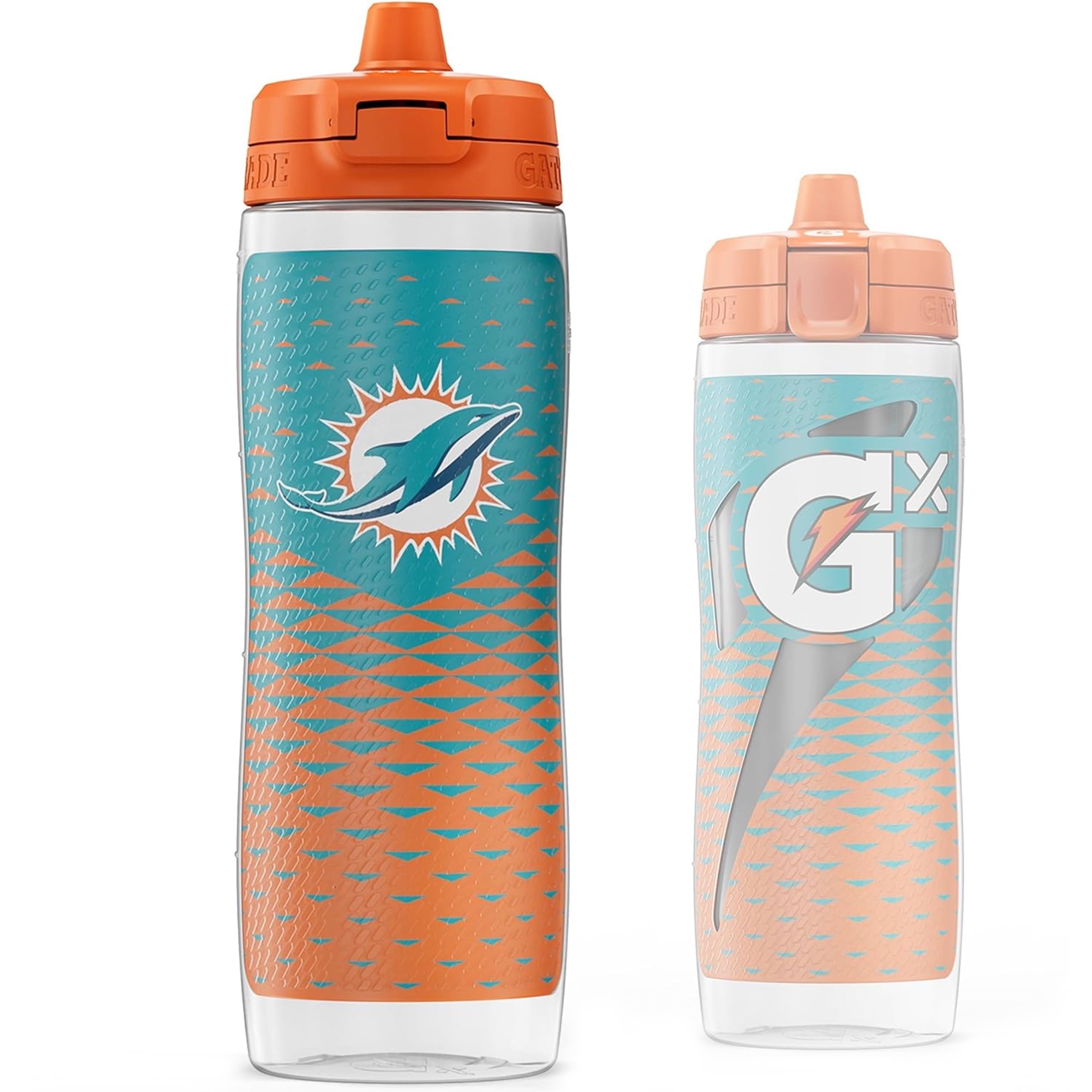 Gx Miami Dolphins NFL 30 Fl Oz Non Slip Squeeze Water Bottle, Gx Hydration System