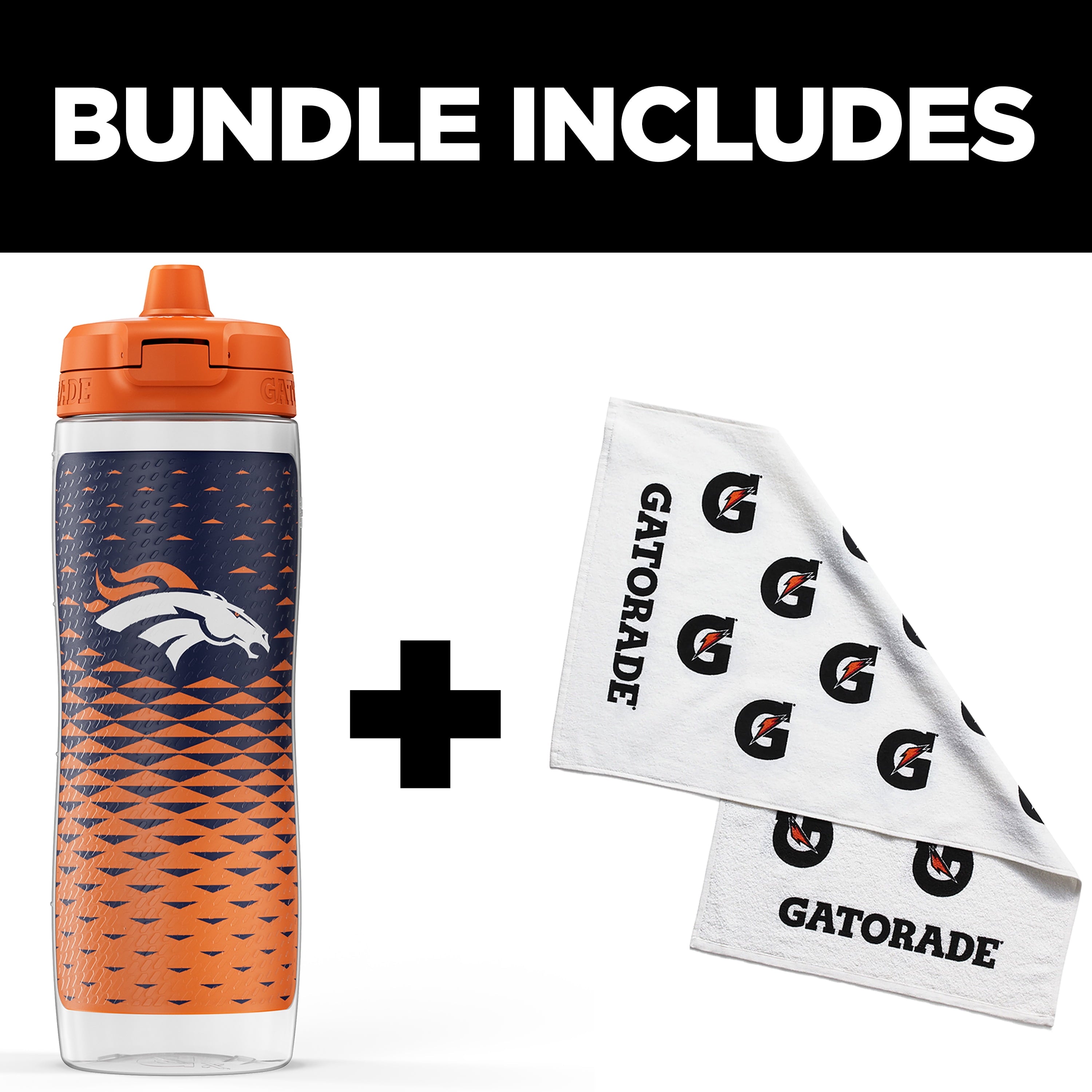 Gx Denver Broncos NFL 30 Fl Oz Water Bottle & Sports Towel Bundle