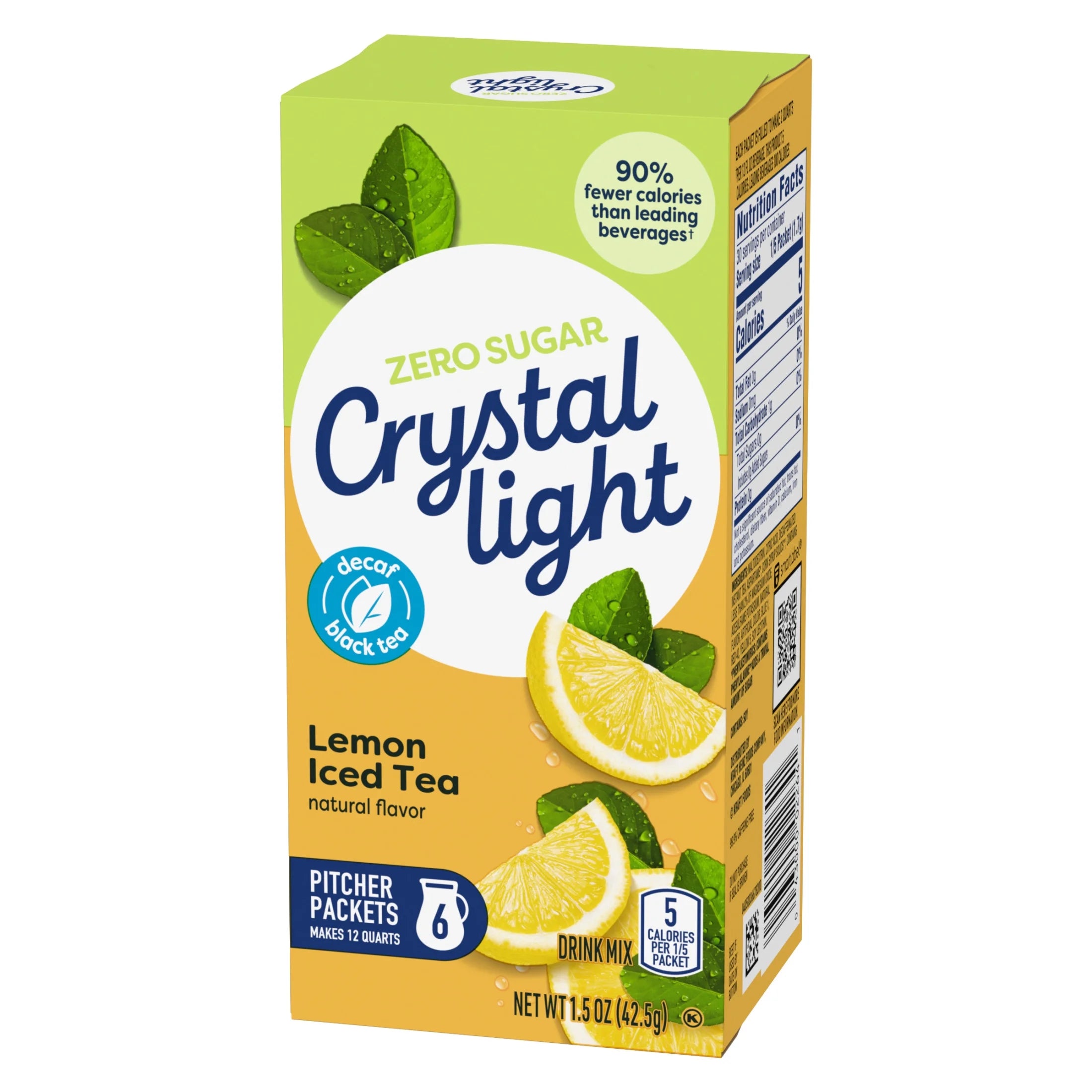 (2 Pack)  Drink Mix, 6 Pitcher Packets, for Flavorful Hydration and Shareable Refreshment, Decaf Lemon Natural Flavor Iced Tea, Made with Black Tea, 1.5 Oz